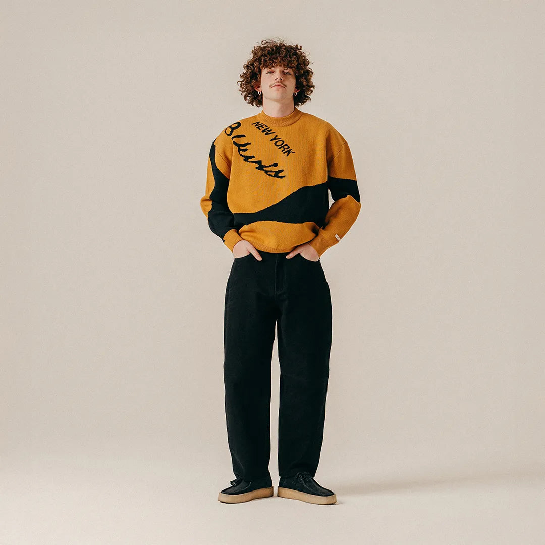 JAQUARD CREWNECK SWEATER - BLACK