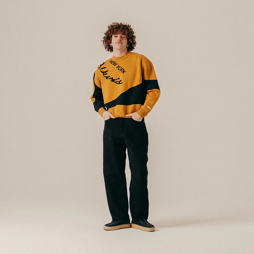 JAQUARD CREWNECK SWEATER - BLACK