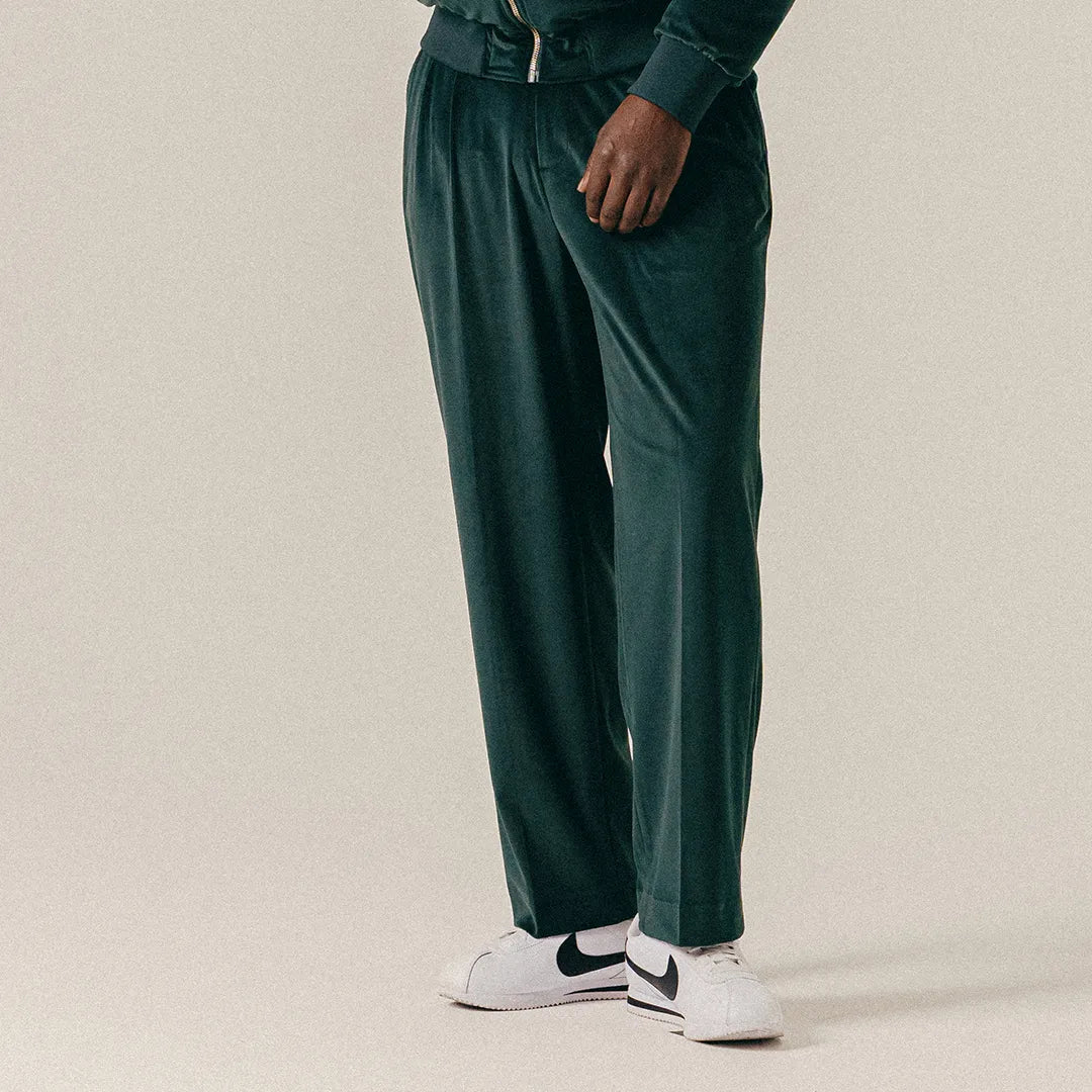 VELVET SUIT TROUSERS - SEA MOSS