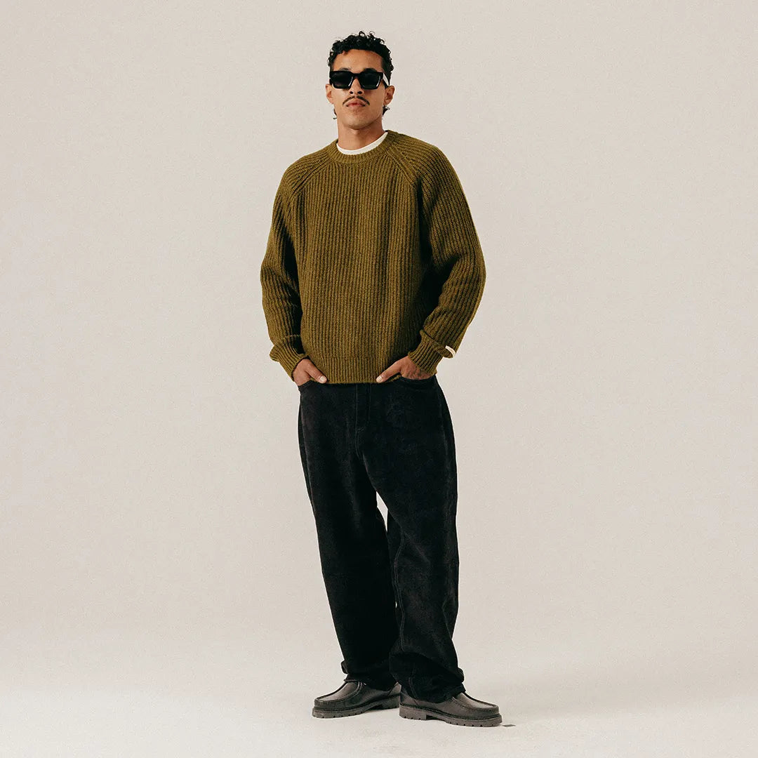 COZY KNIT SWEATER - MILITARY OLIVE