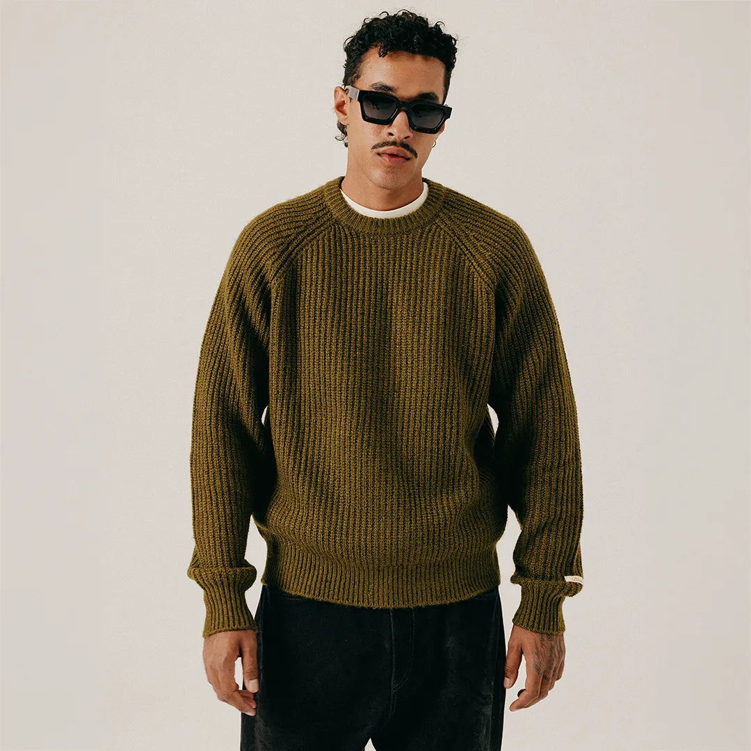COZY KNIT SWEATER - MILITARY OLIVE