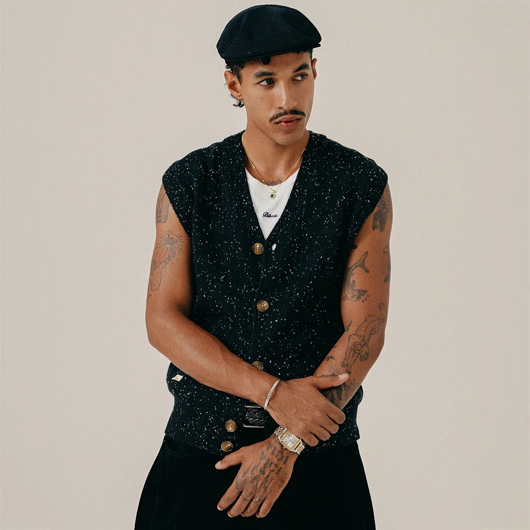 NEP KNIT VEST - BLACK
