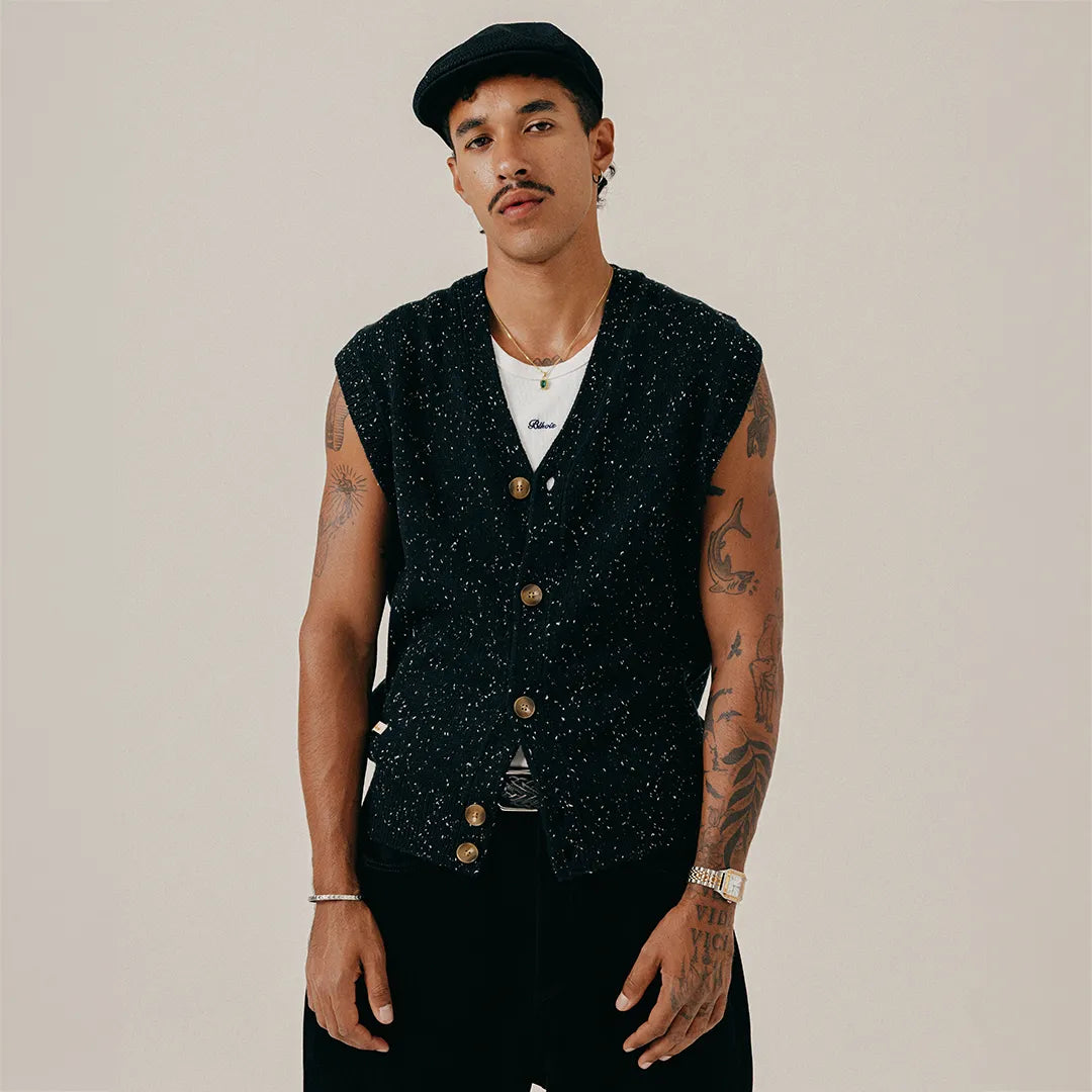 NEP KNIT VEST - BLACK