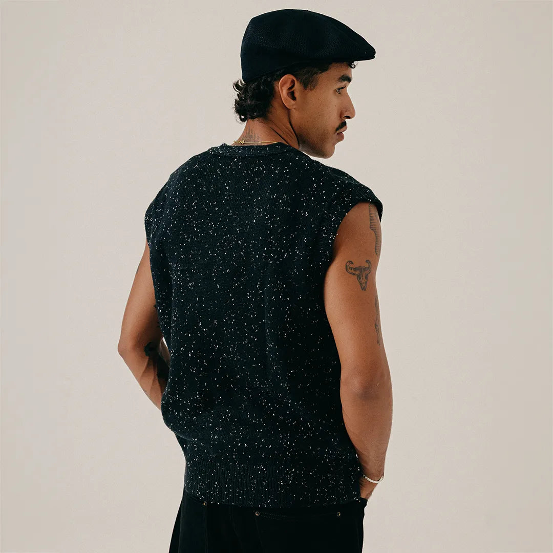 NEP KNIT VEST - BLACK