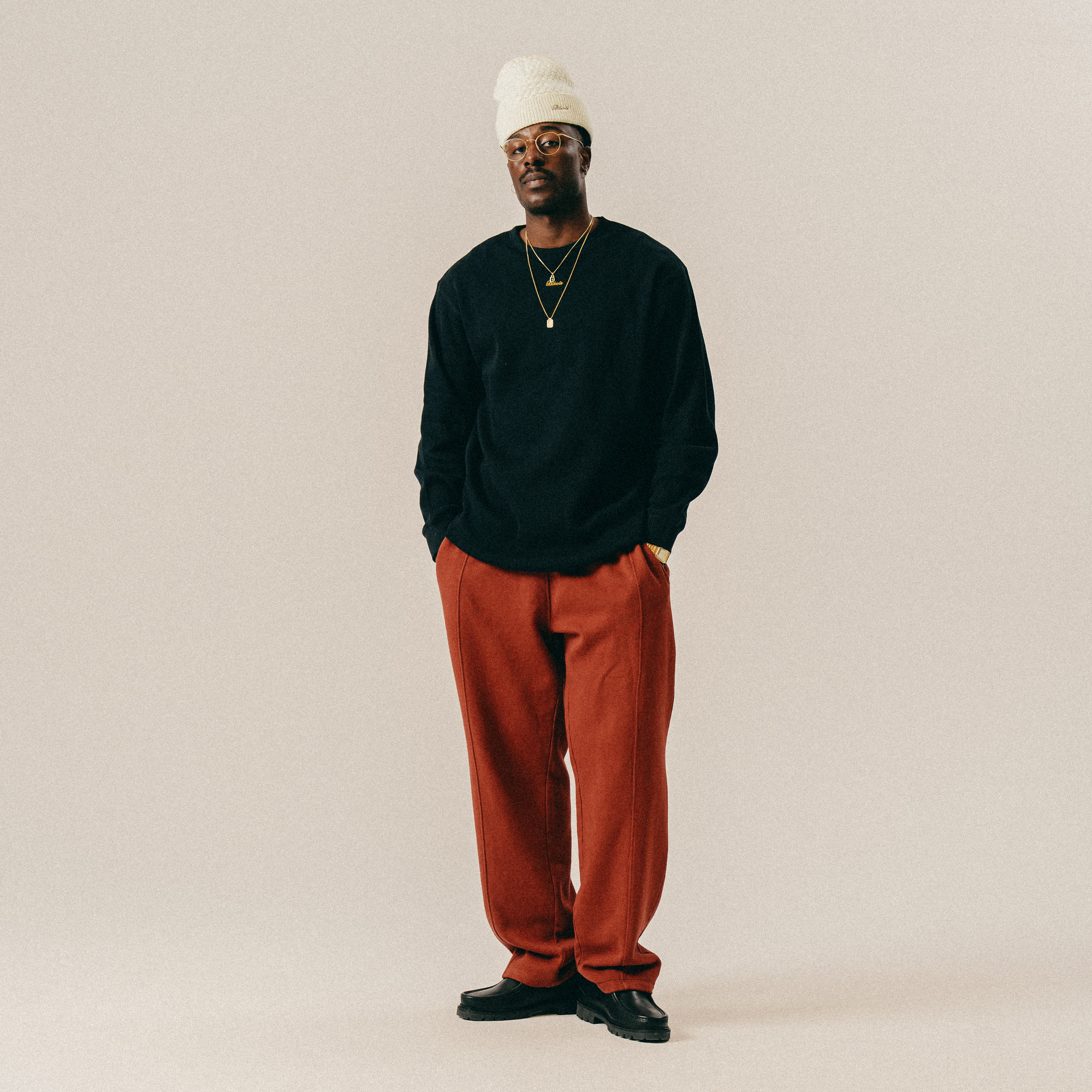 BLKVIS SCRIPT WAFFLE LONGSLEEVE - BLACK