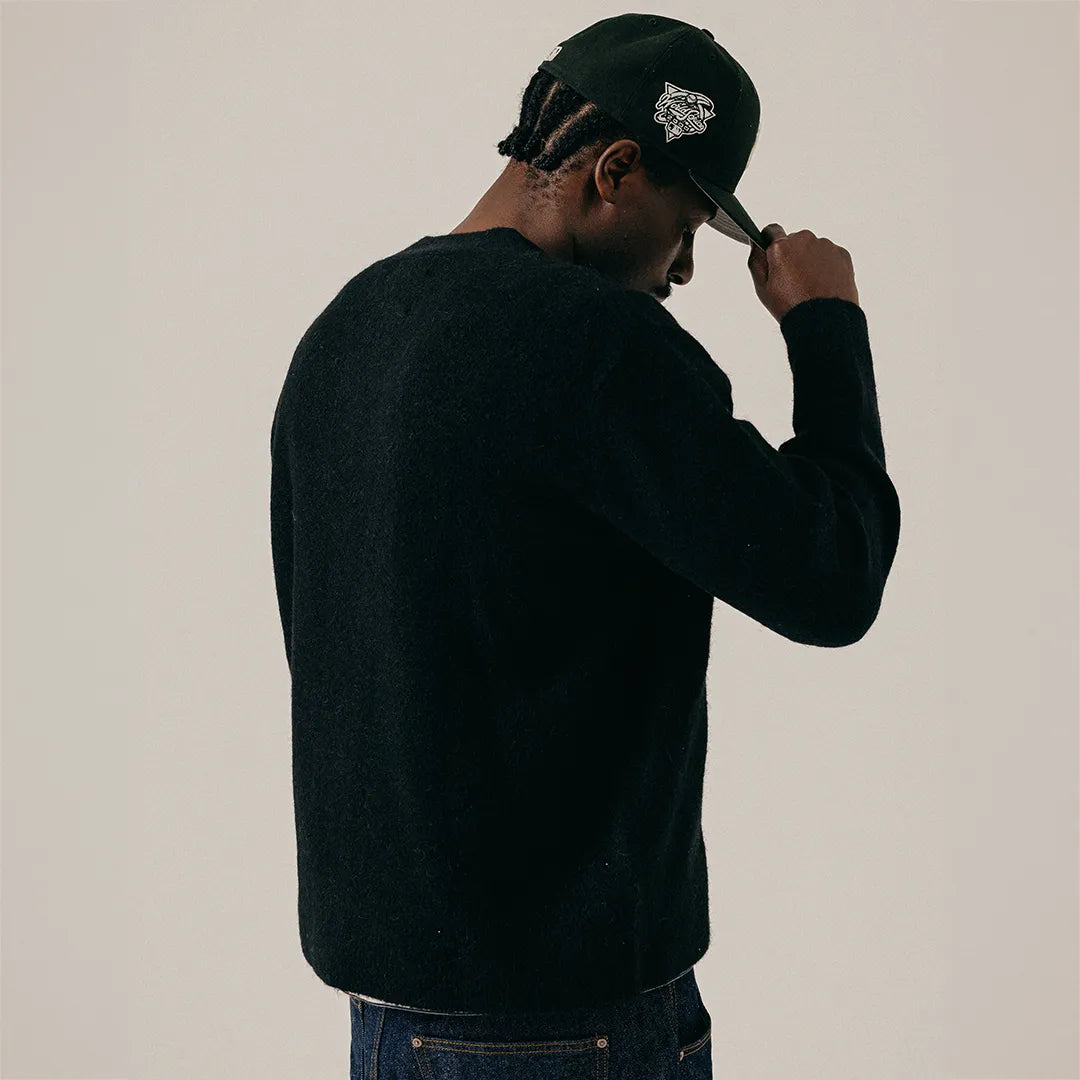 HAIRY STRUCTURE CARDIGAN - BLACK