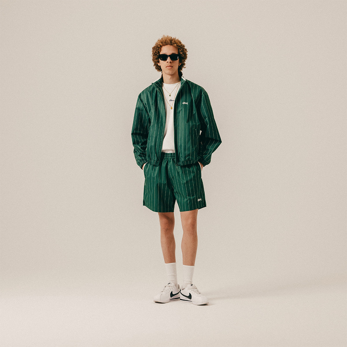 STRIPED TRACK JACKET - HUNTER GREEN