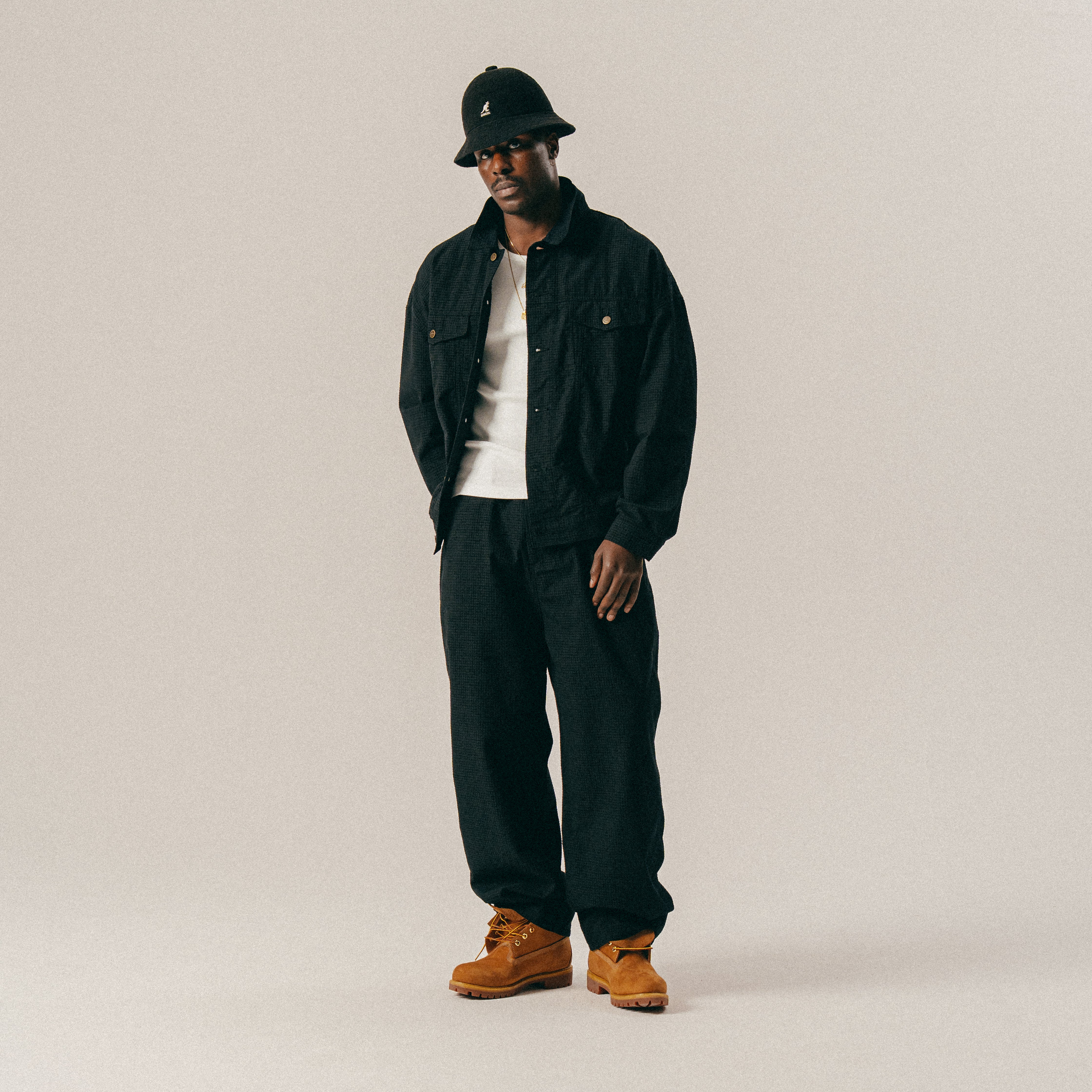 BLKVIS CHECKED CHENILLE PANTS - BLACK