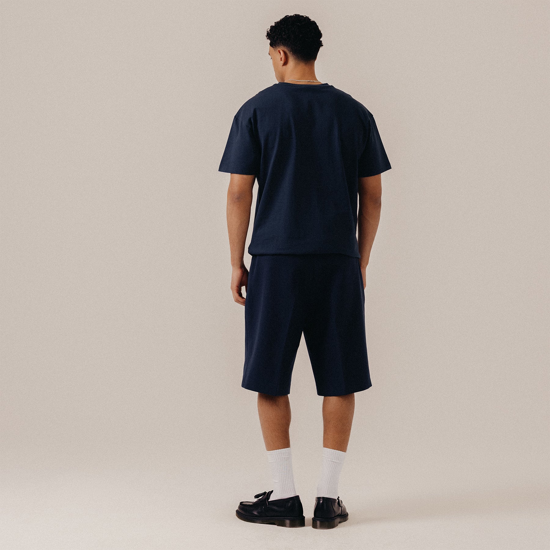 LINEN SCRIPT TEE - BLUEBERRY