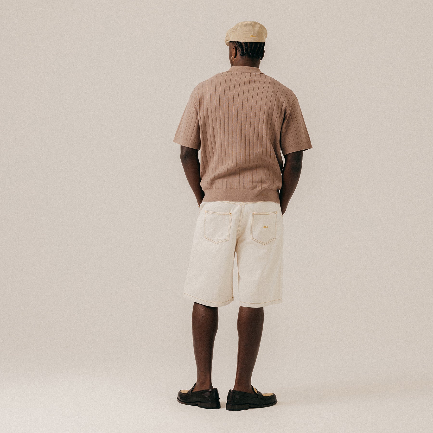 ECRU DENIM SHORTS - ECRU
