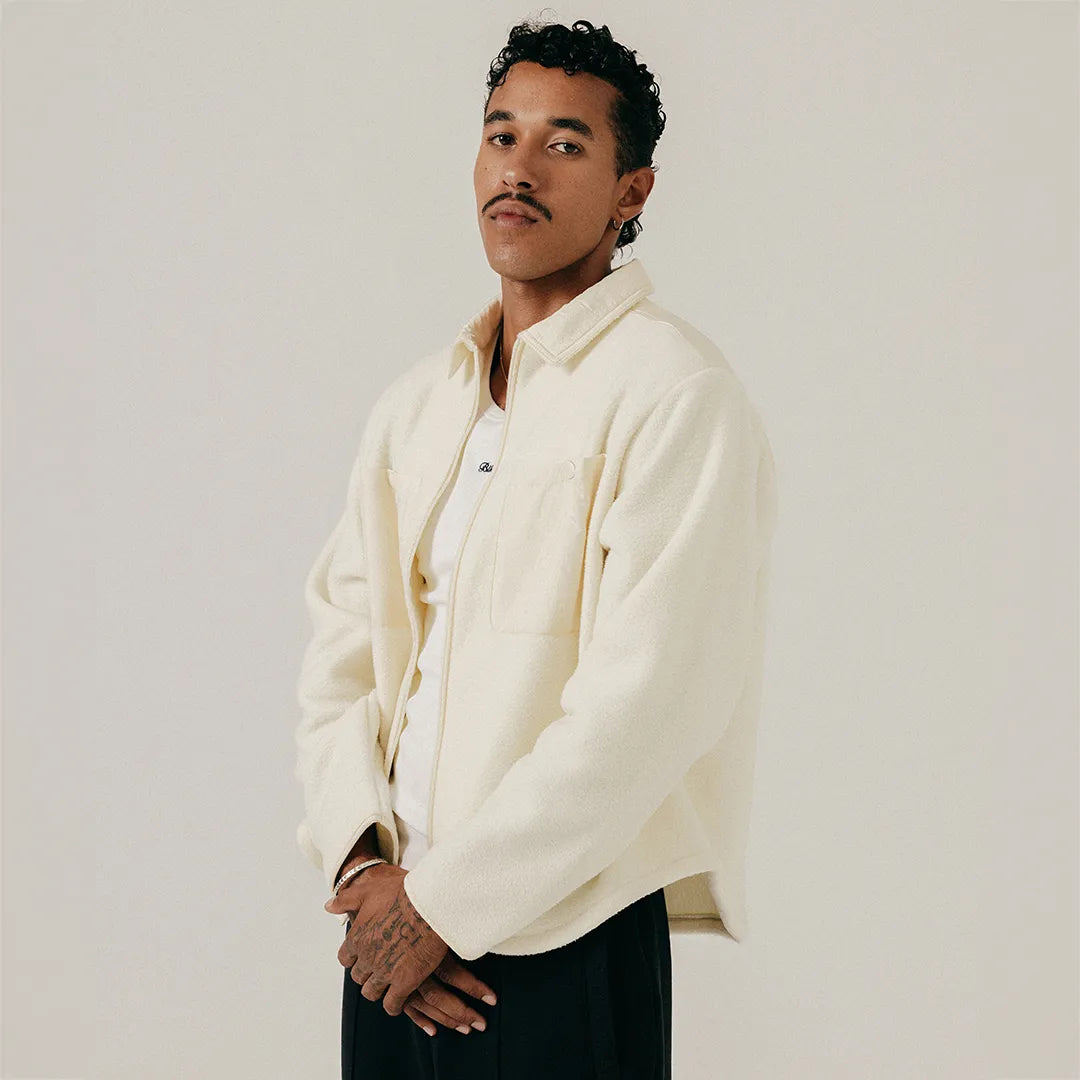 LOGO FLEECE OVERSHIRT - PAPYRUS