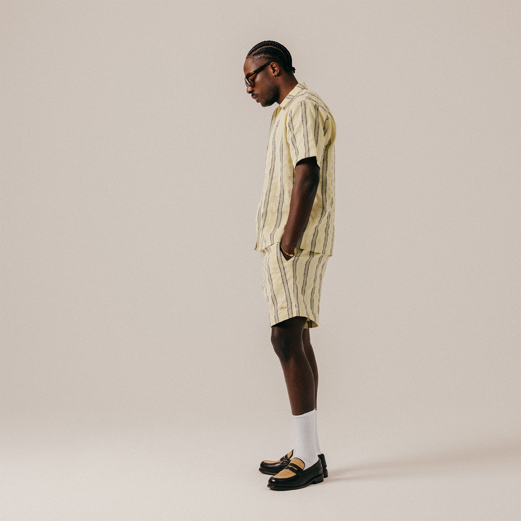 STRUCTURED JAQUARD SHORTS - FLAN