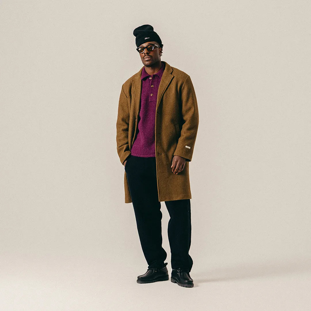 SCRIPT WOOL COAT - MILITARY OLIVE