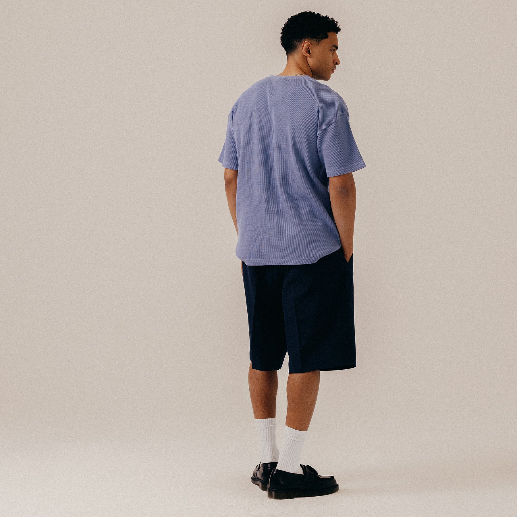 WAFFLE HENLEY - STONE WASH BLUE