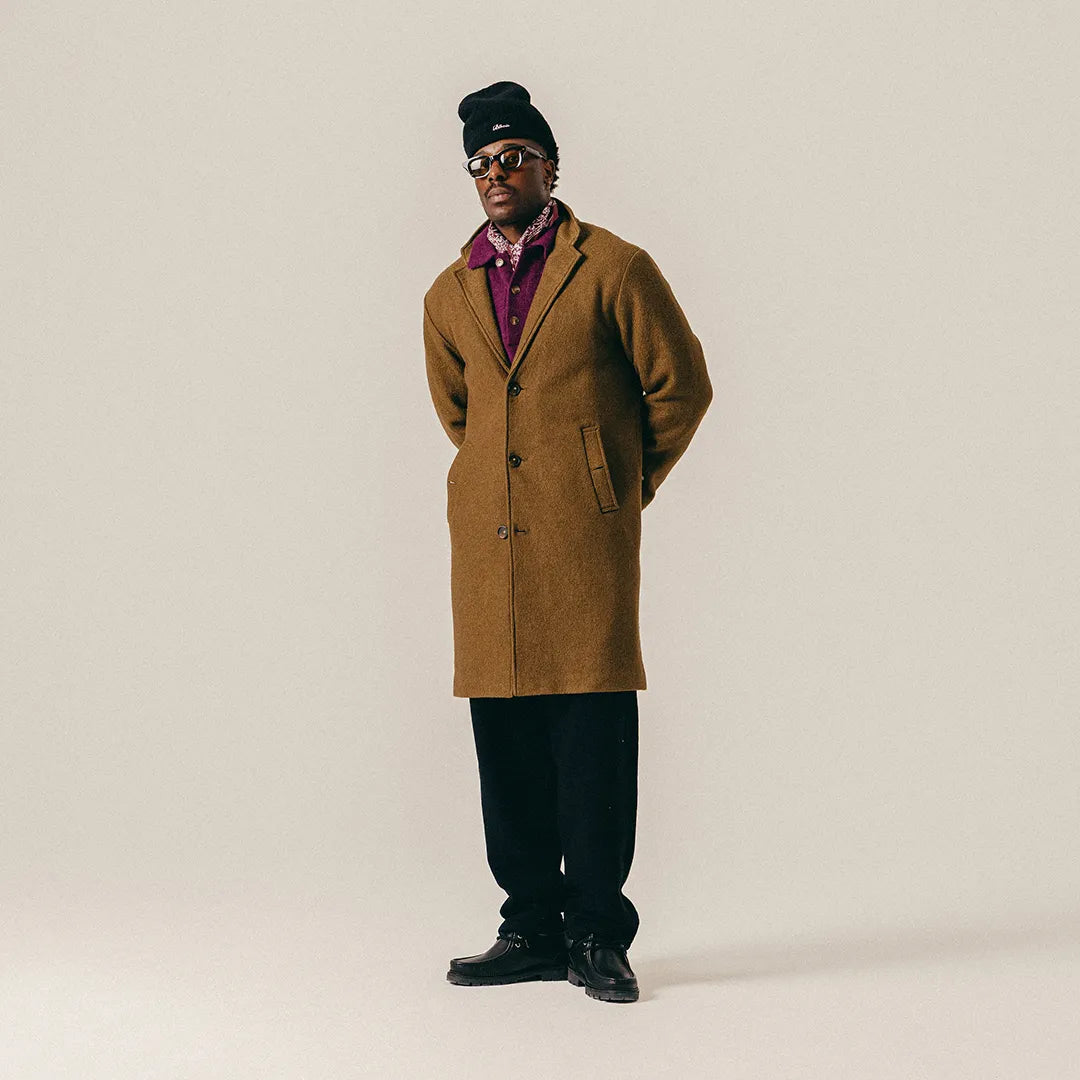 SCRIPT WOOL COAT - MILITARY OLIVE