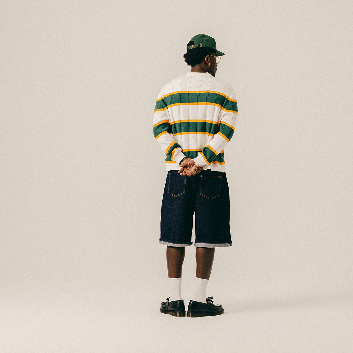 CABLE KNIT LONGSLEEVE POLO - WHITE