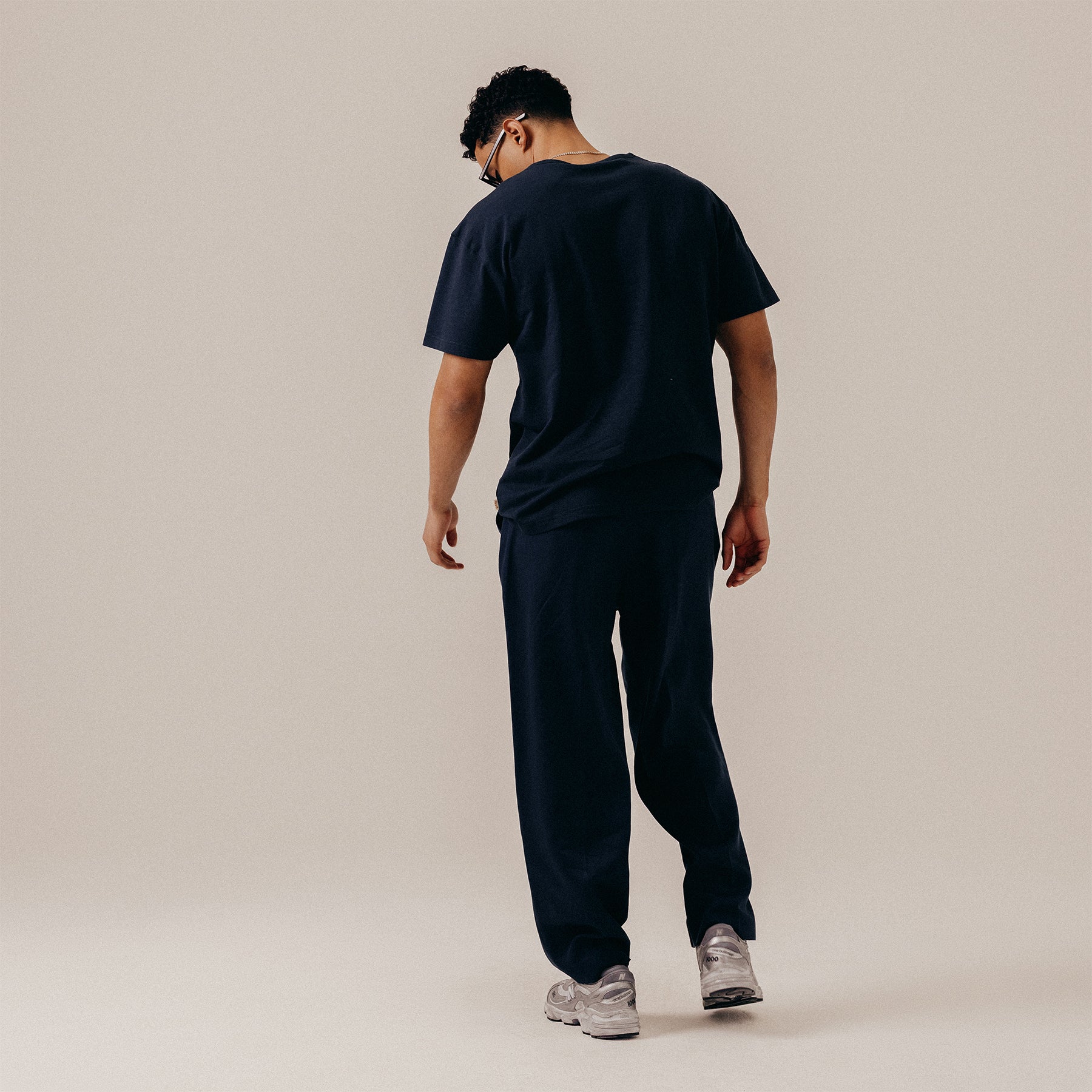 LINEN SCRIPT TEE - BLUEBERRY