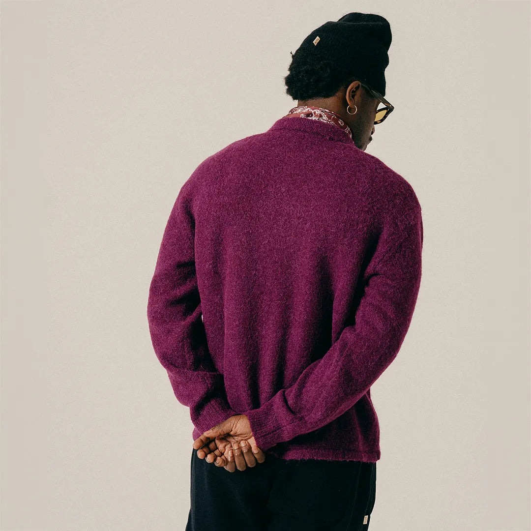 HAIRY STRUCTURE LONGLEEVE POLO - DARK PURPLE