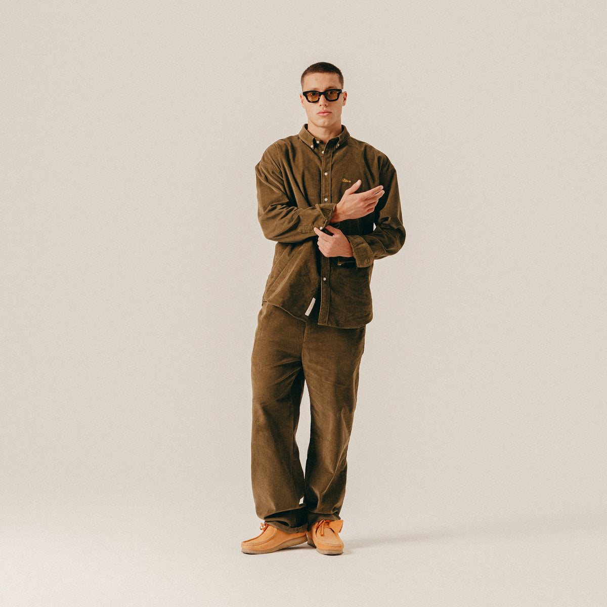 SCRIPT CORDUROY TROUSERS - MILITARY OLIVE