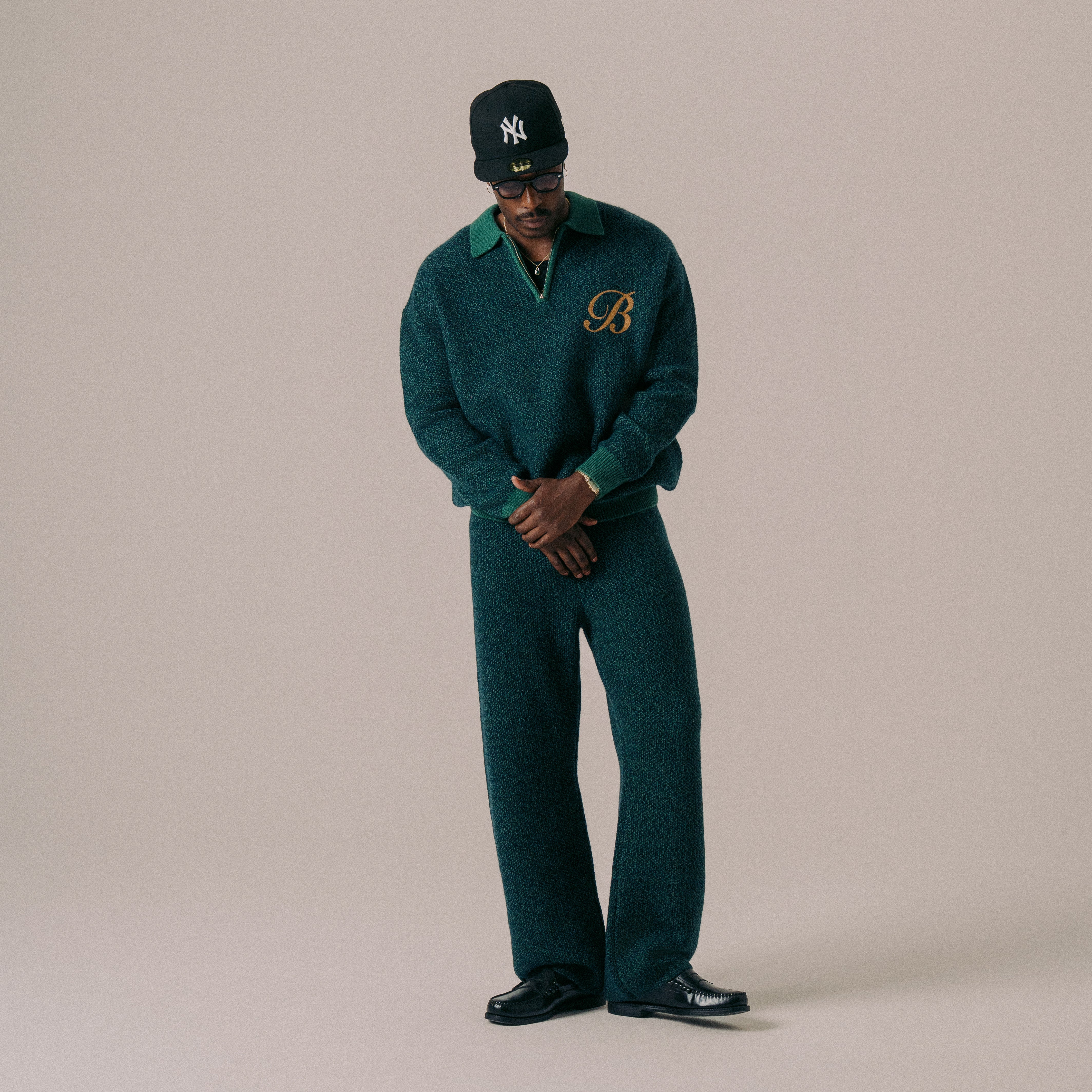 BLKVIS 2TONE STRUCTURE KNIT PANTS - HUNTER GREEN