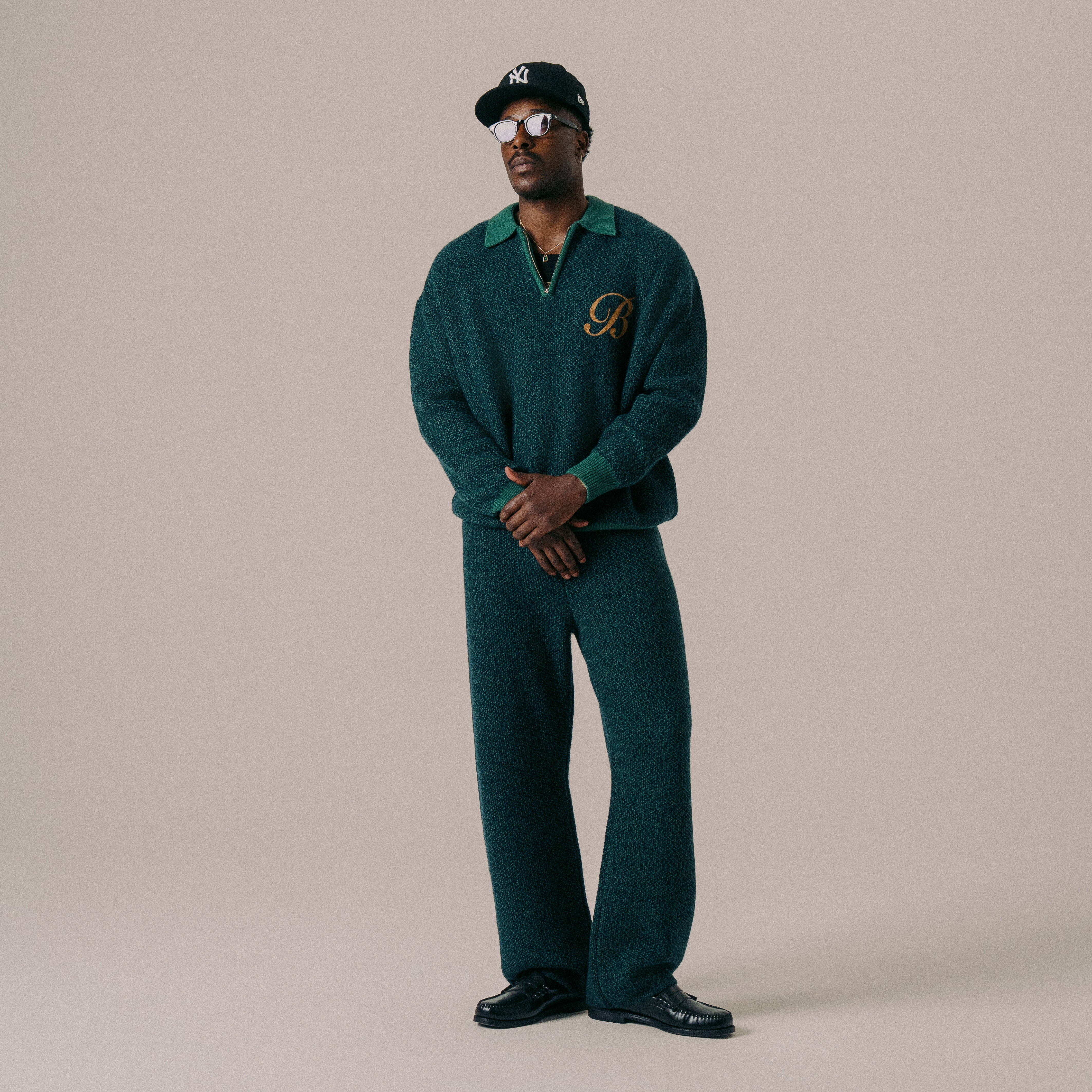 BLKVIS 2TONE STRUCTURE KNIT PANTS - HUNTER GREEN