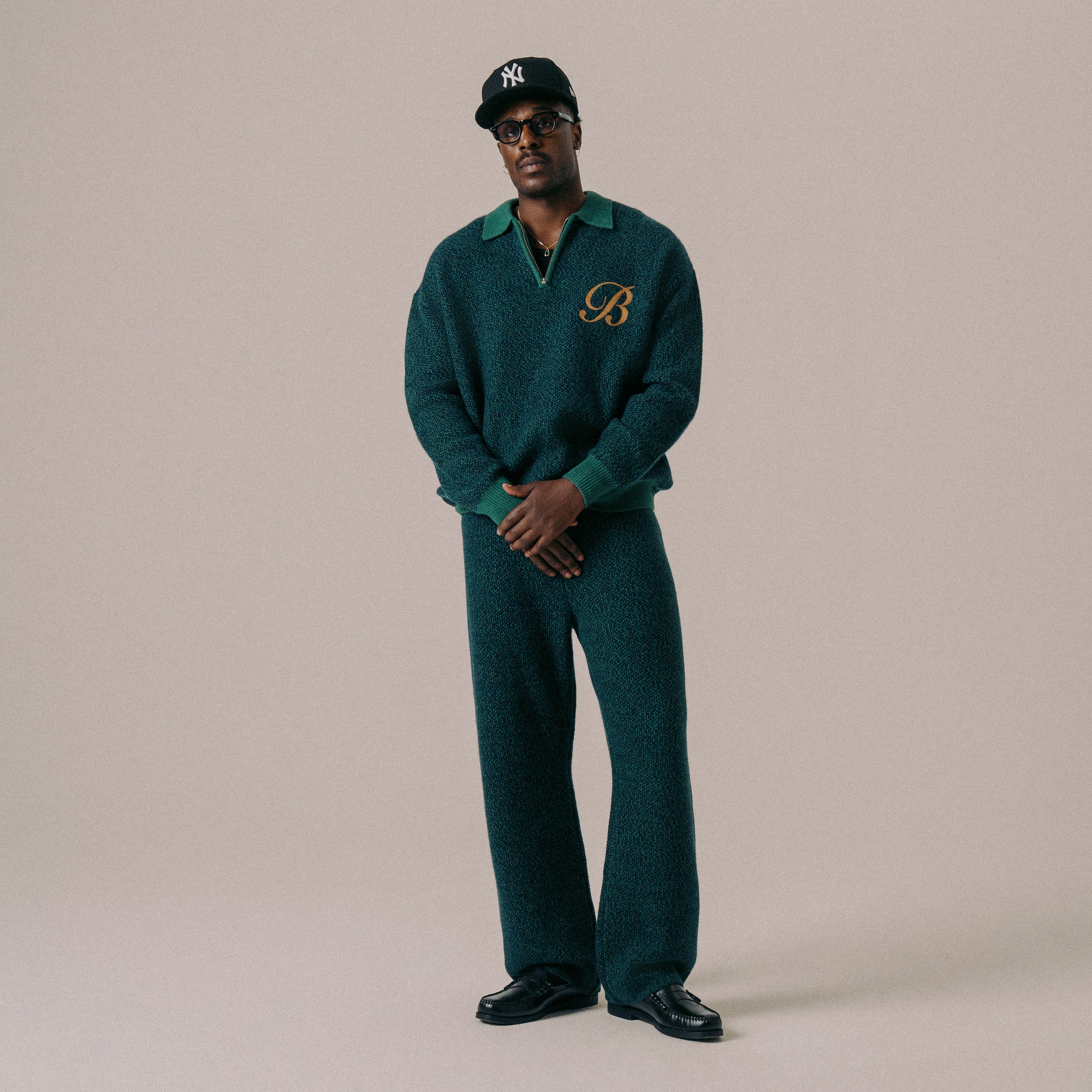 BLKVIS 2TONE STRUCTURE POLO KNIT SWEATER - HUNTER GREEN