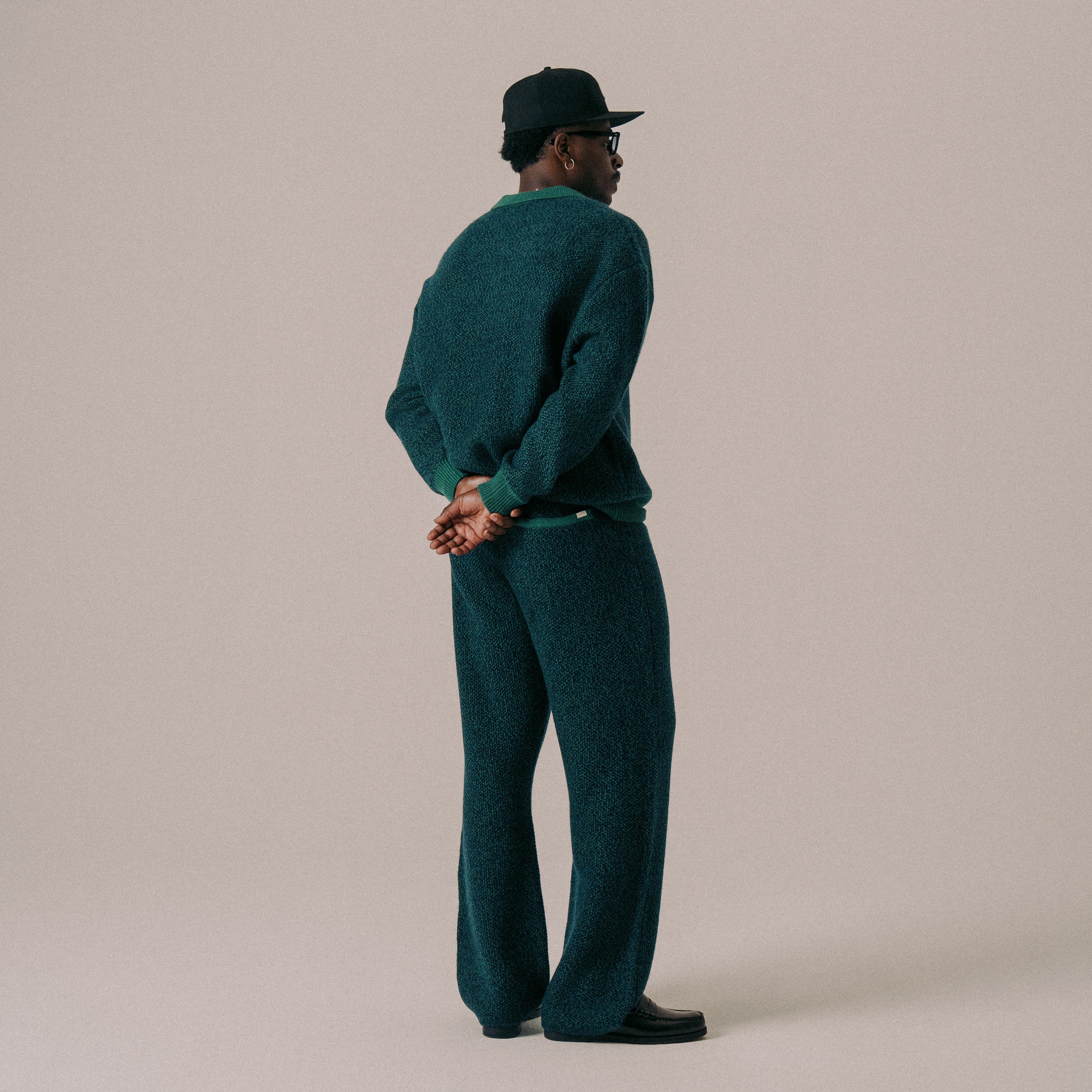 BLKVIS 2TONE STRUCTURE KNIT PANTS - HUNTER GREEN