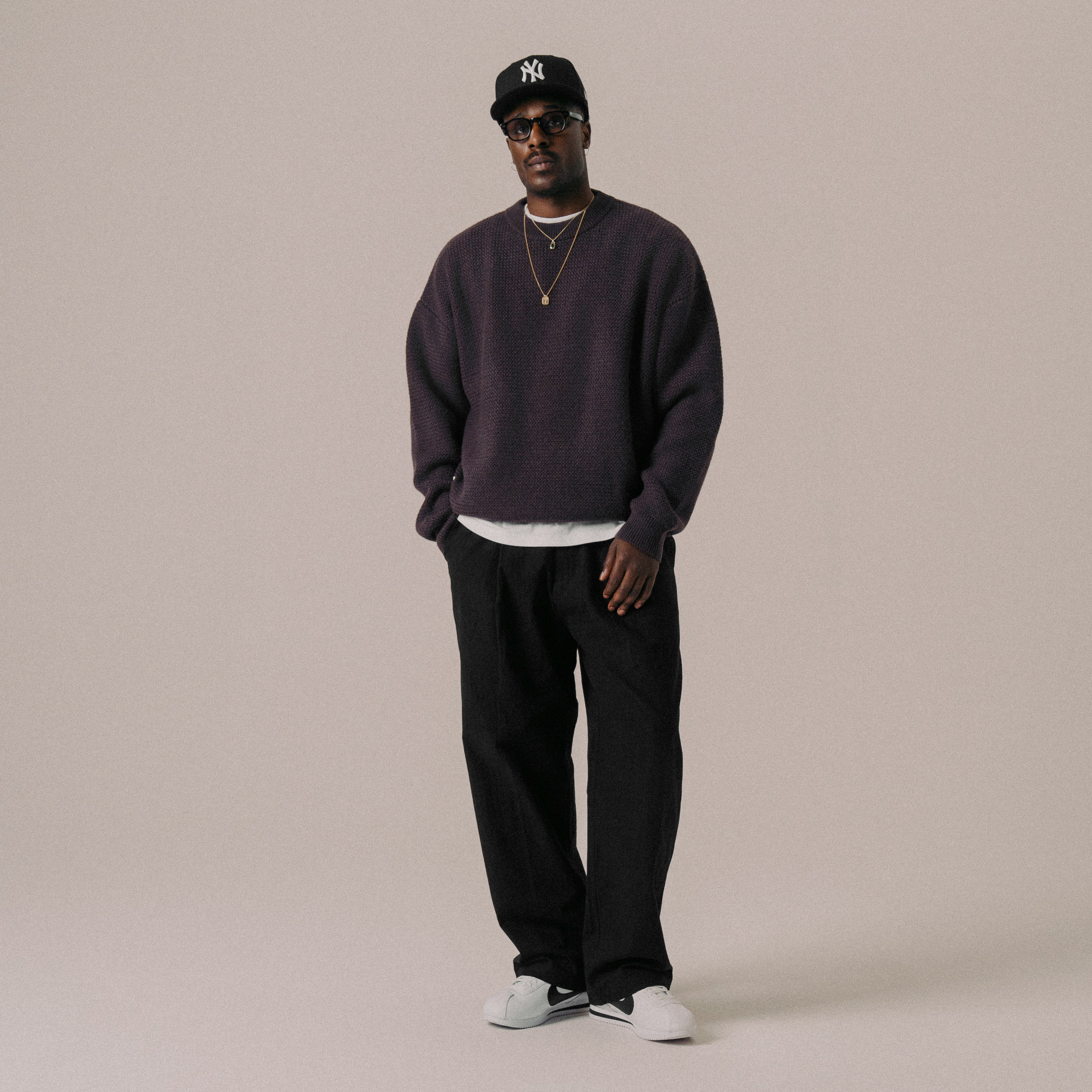 BLKVIS SCRIPT HEAVY KNIT SWEATER - RAISIN