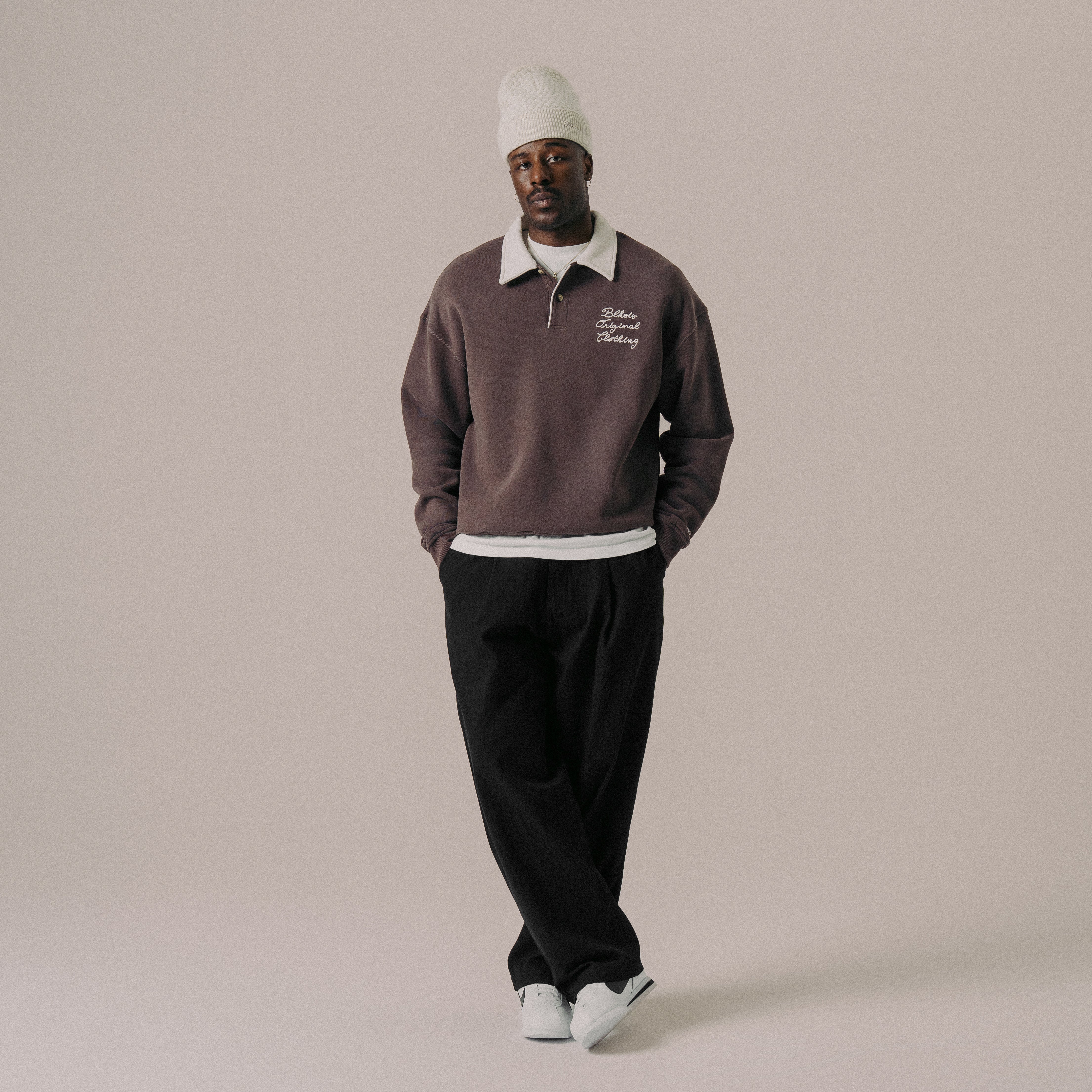 BLKVIS SOURCE POLO SWEATER - RAISIN