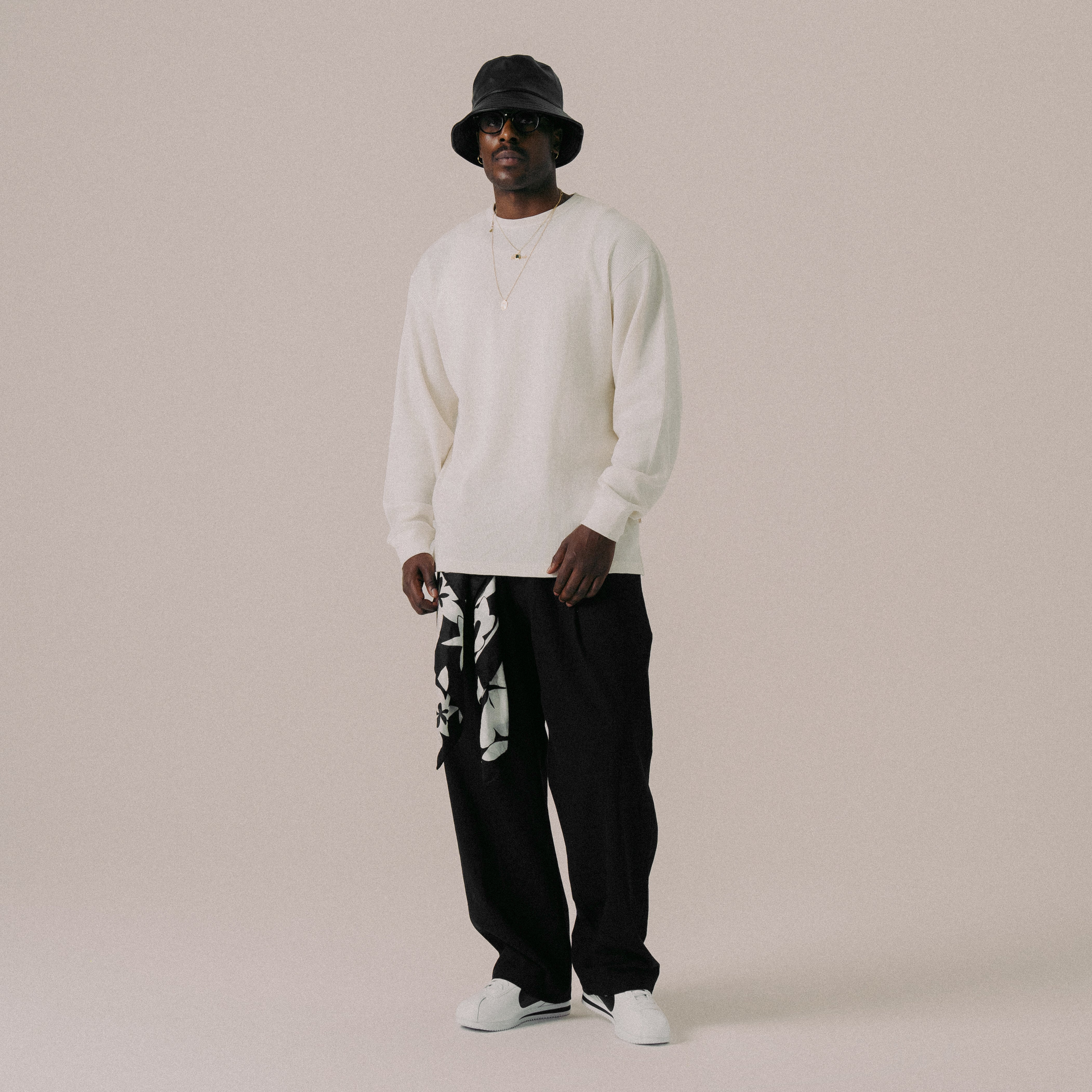 BLKVIS SCRIPT WAFFLE LONGSLEEVE - ANTIQUE WHITE