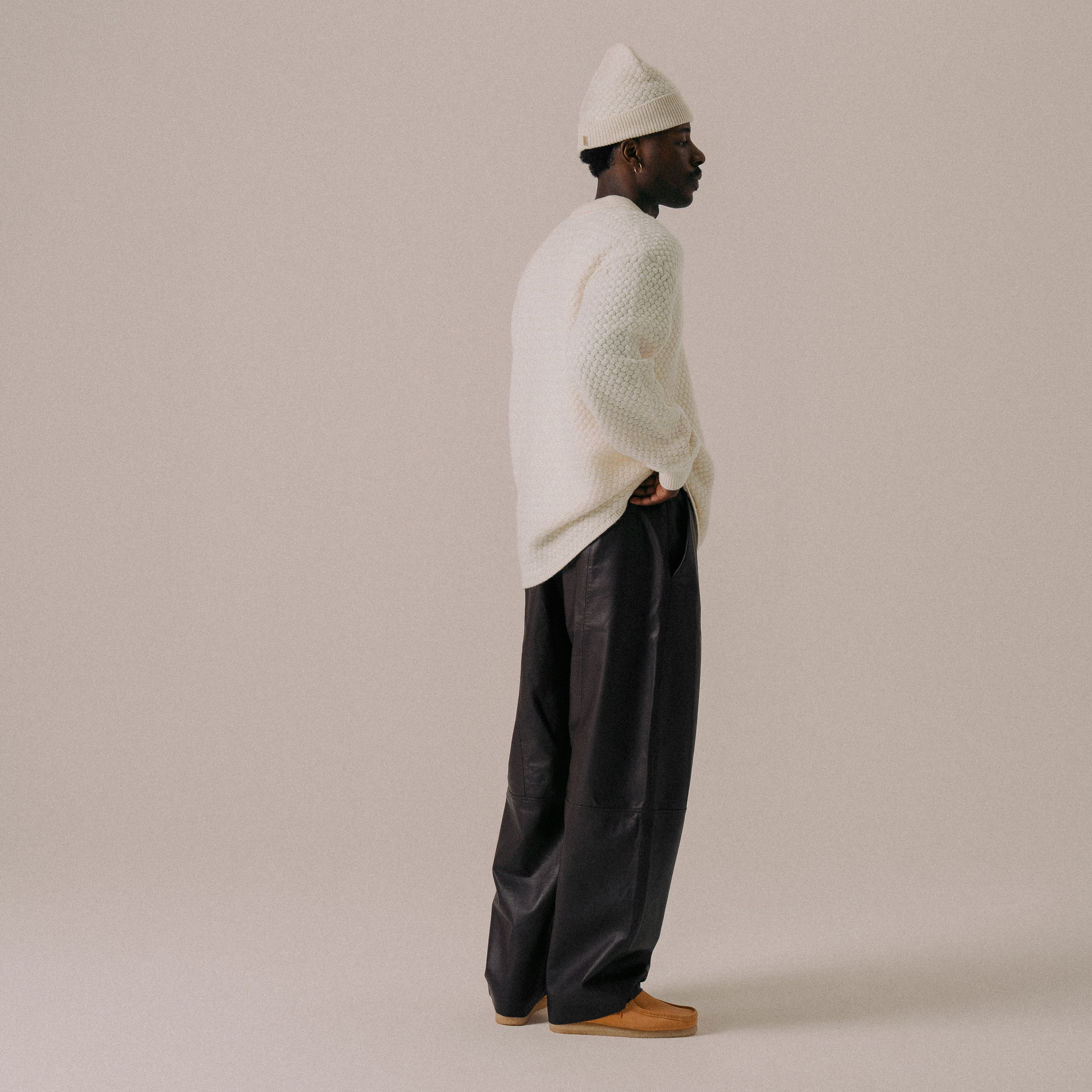 BLKVIS SCRIPT CABLE KNIT POLO - ANTIQUE WHITE
