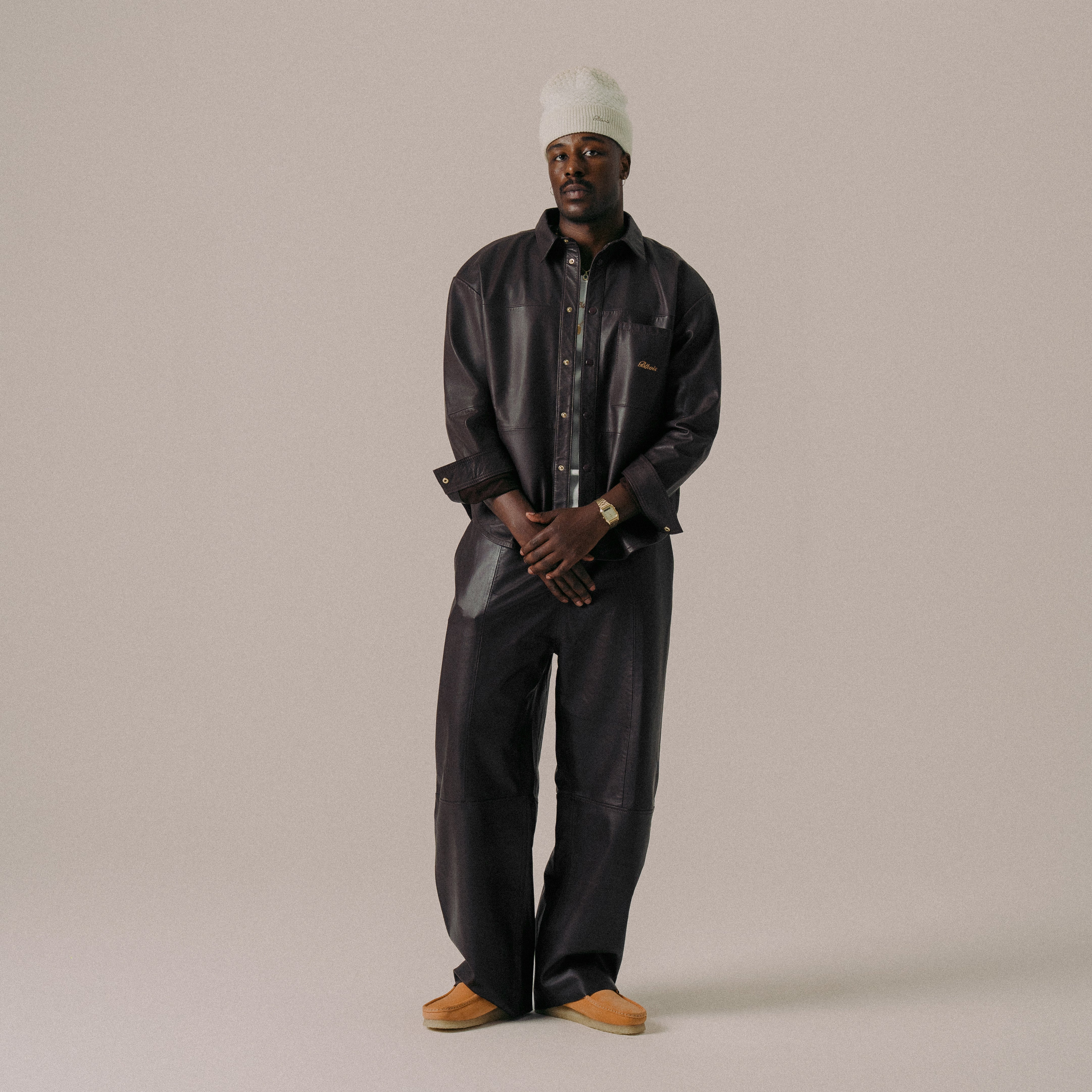 BLKVIS SCRIPT LEATHER PANTS - RAISIN