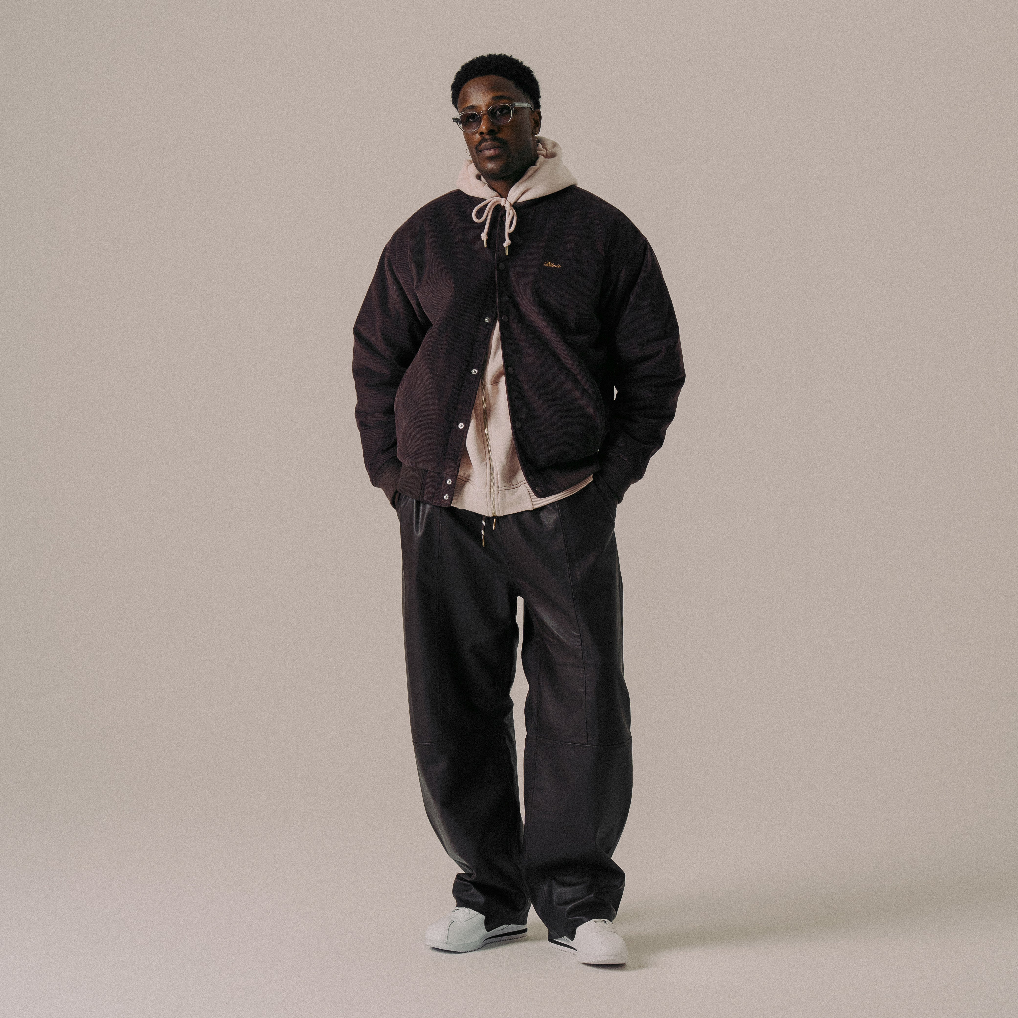 BLKVIS SCRIPT CORDUROY VARSITY JACKET - RAISIN