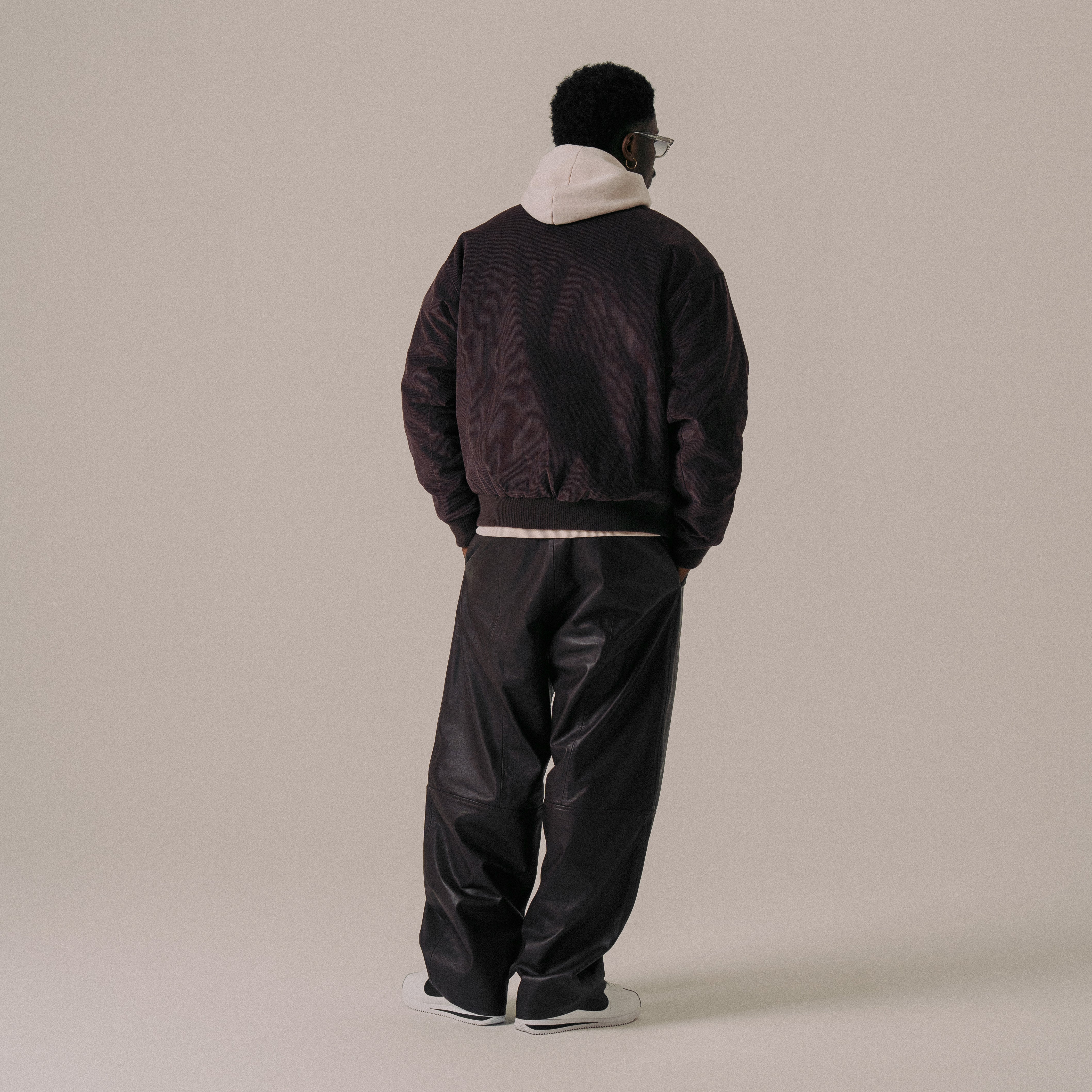 BLKVIS SCRIPT CORDUROY VARSITY JACKET - RAISIN