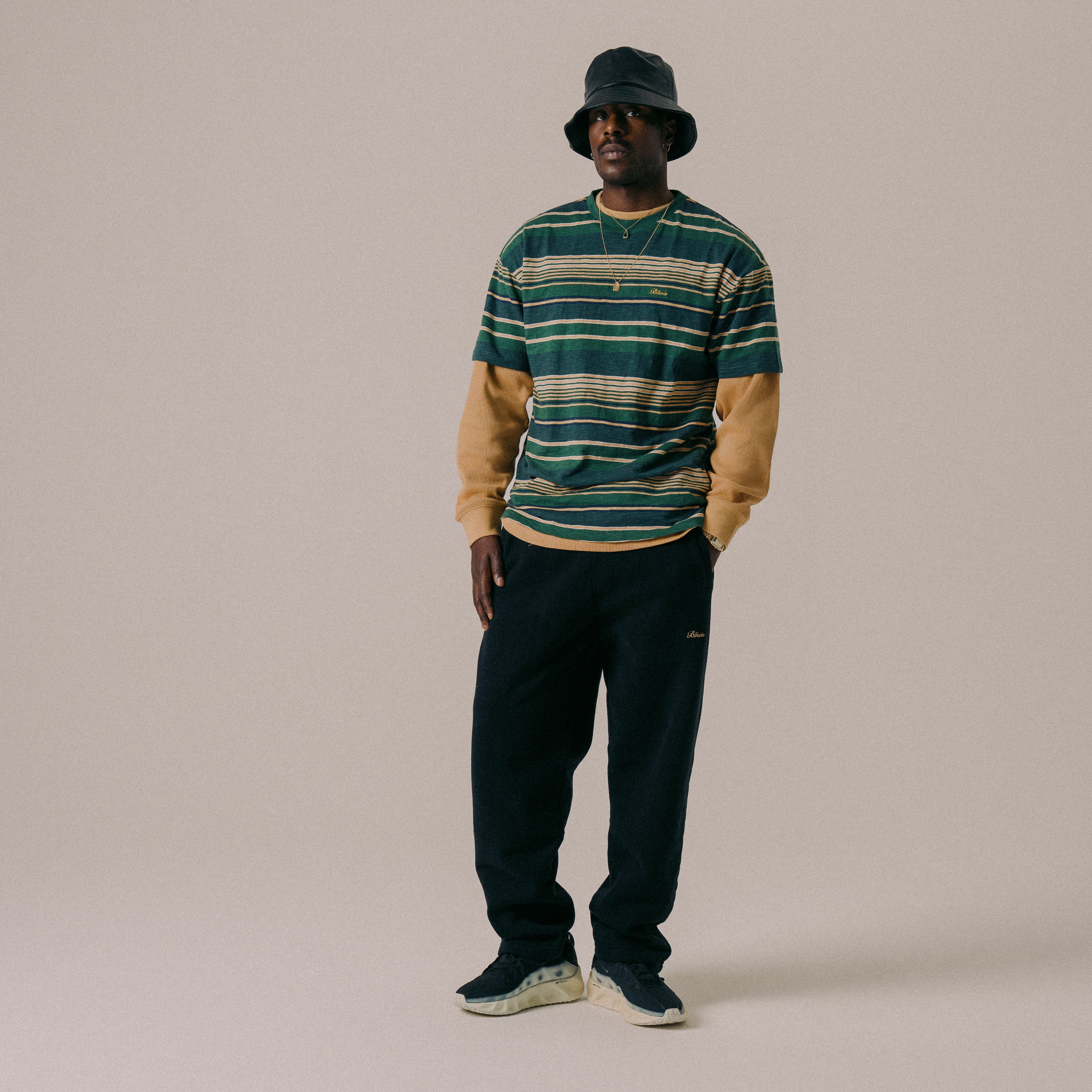 BLKVIS SOURCE STRIPED SLUB TEE - HUNTER GREEN