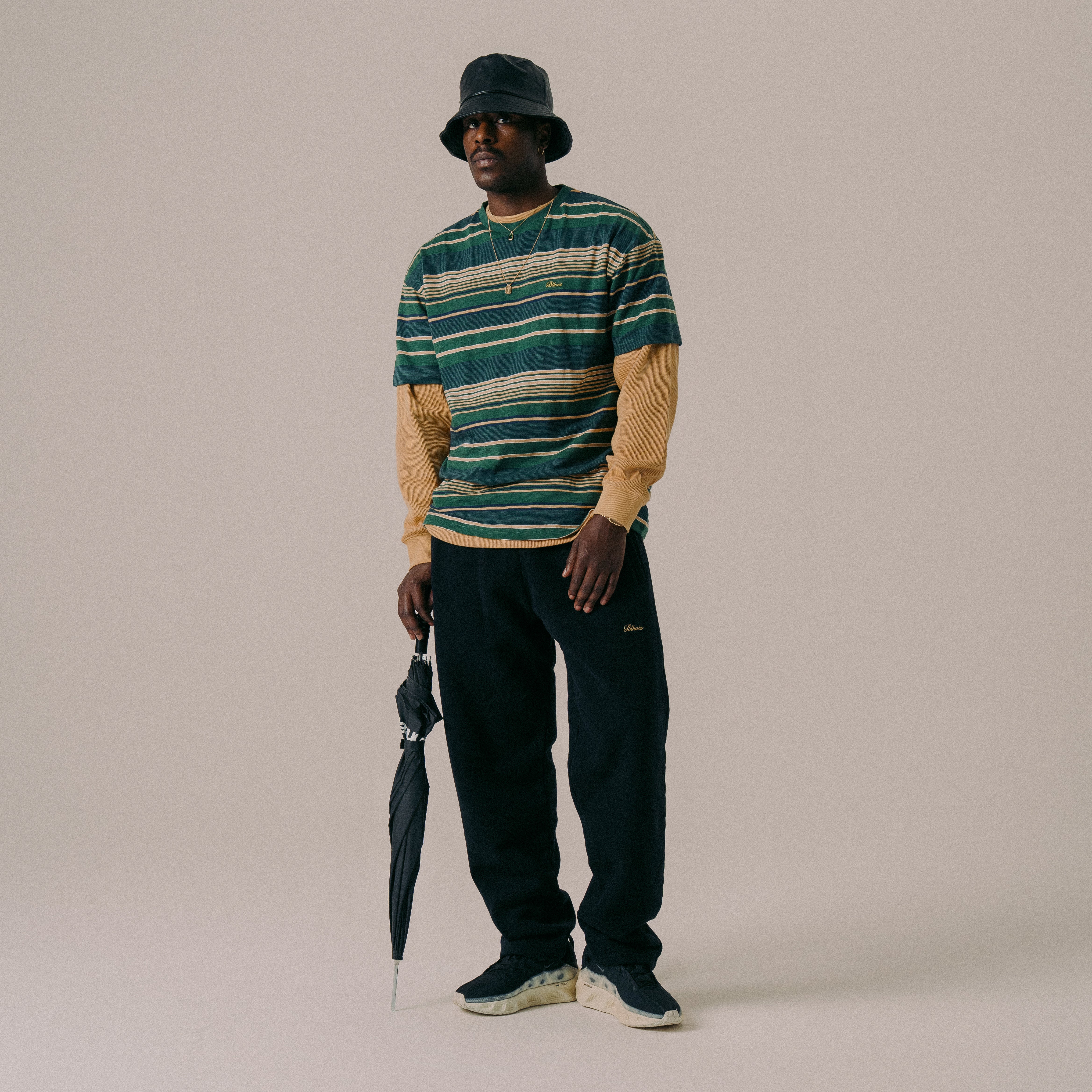 BLKVIS SOURCE STRIPED SLUB TEE - HUNTER GREEN