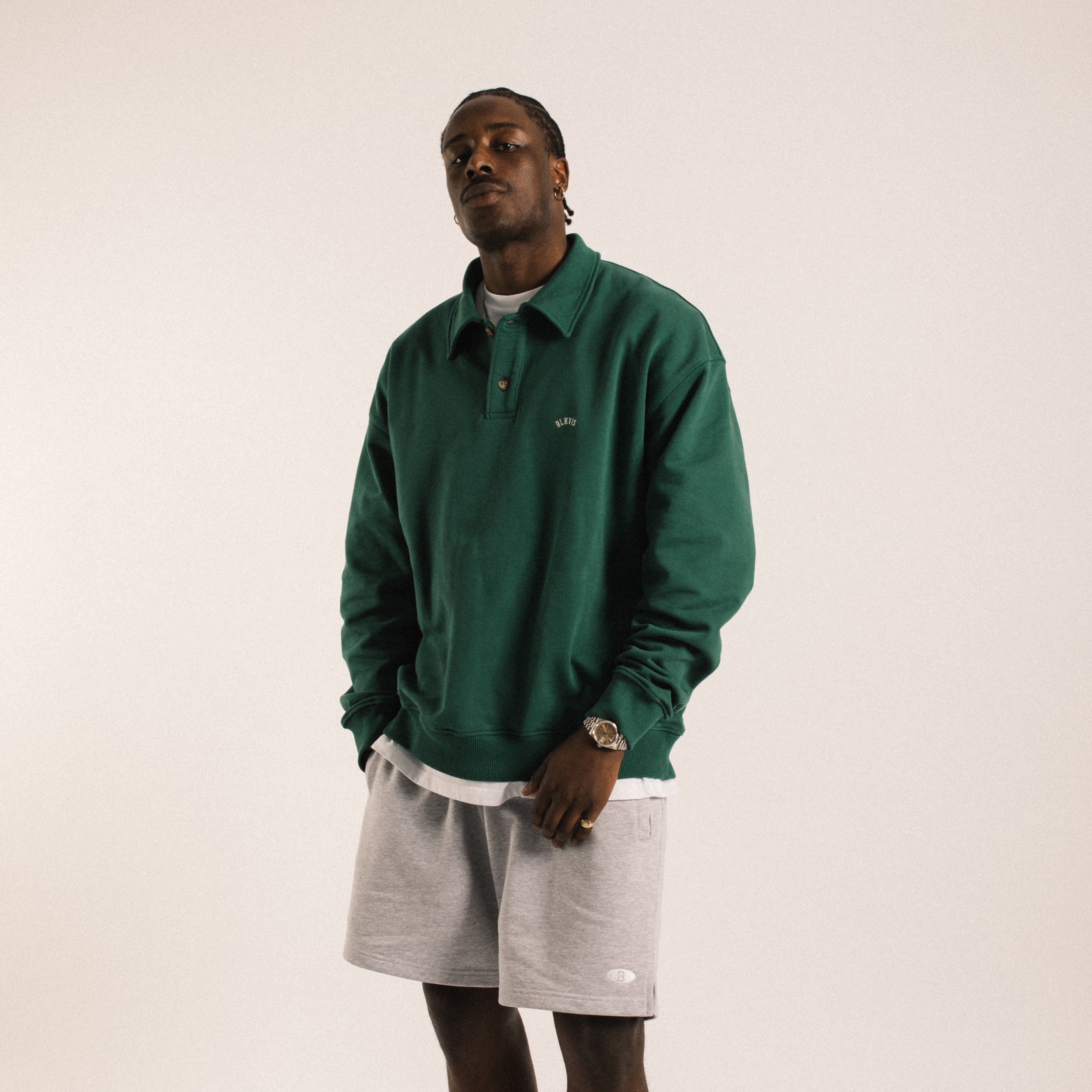 Army green polo sweatsuit best sale