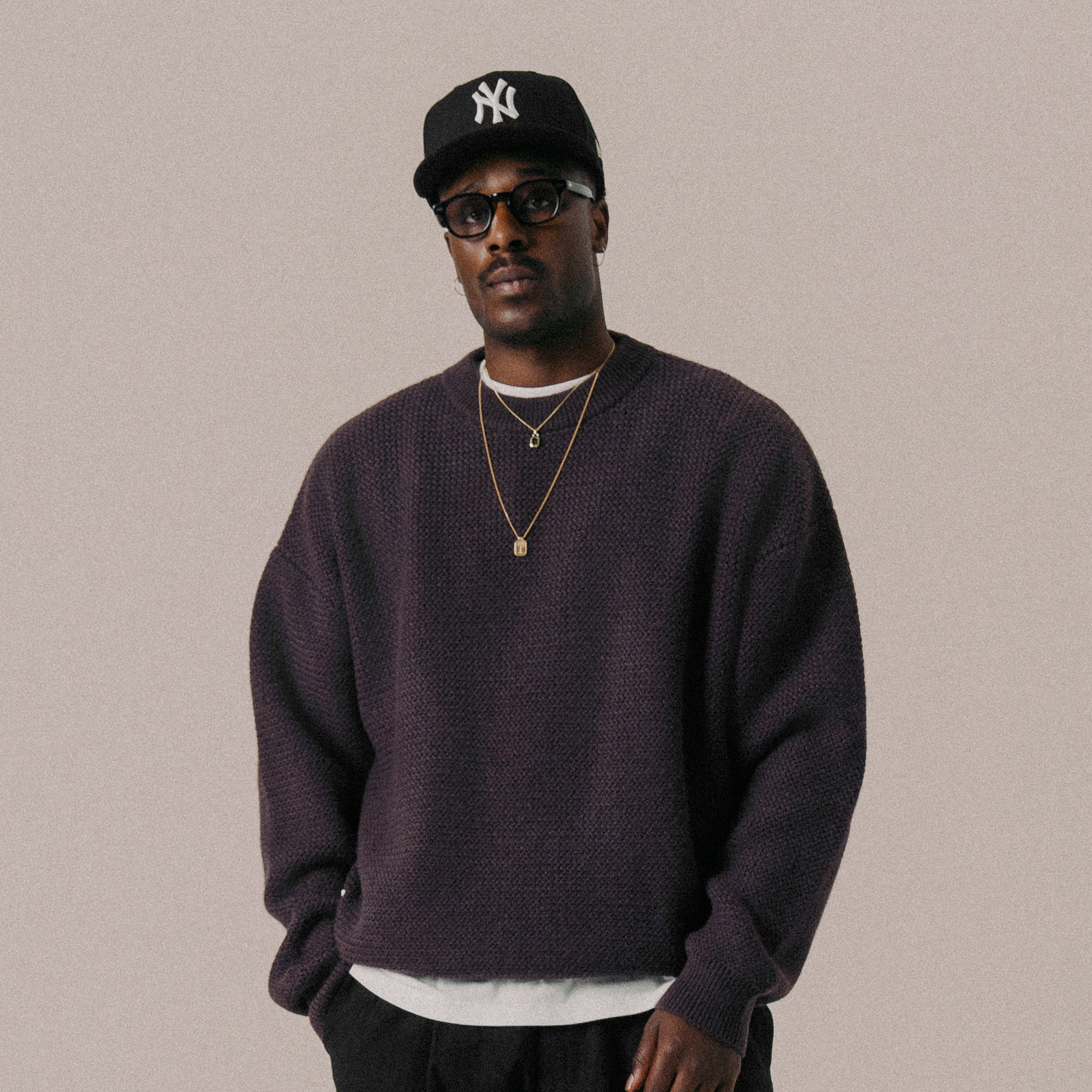 BLKVIS SCRIPT HEAVY KNIT SWEATER - RAISIN