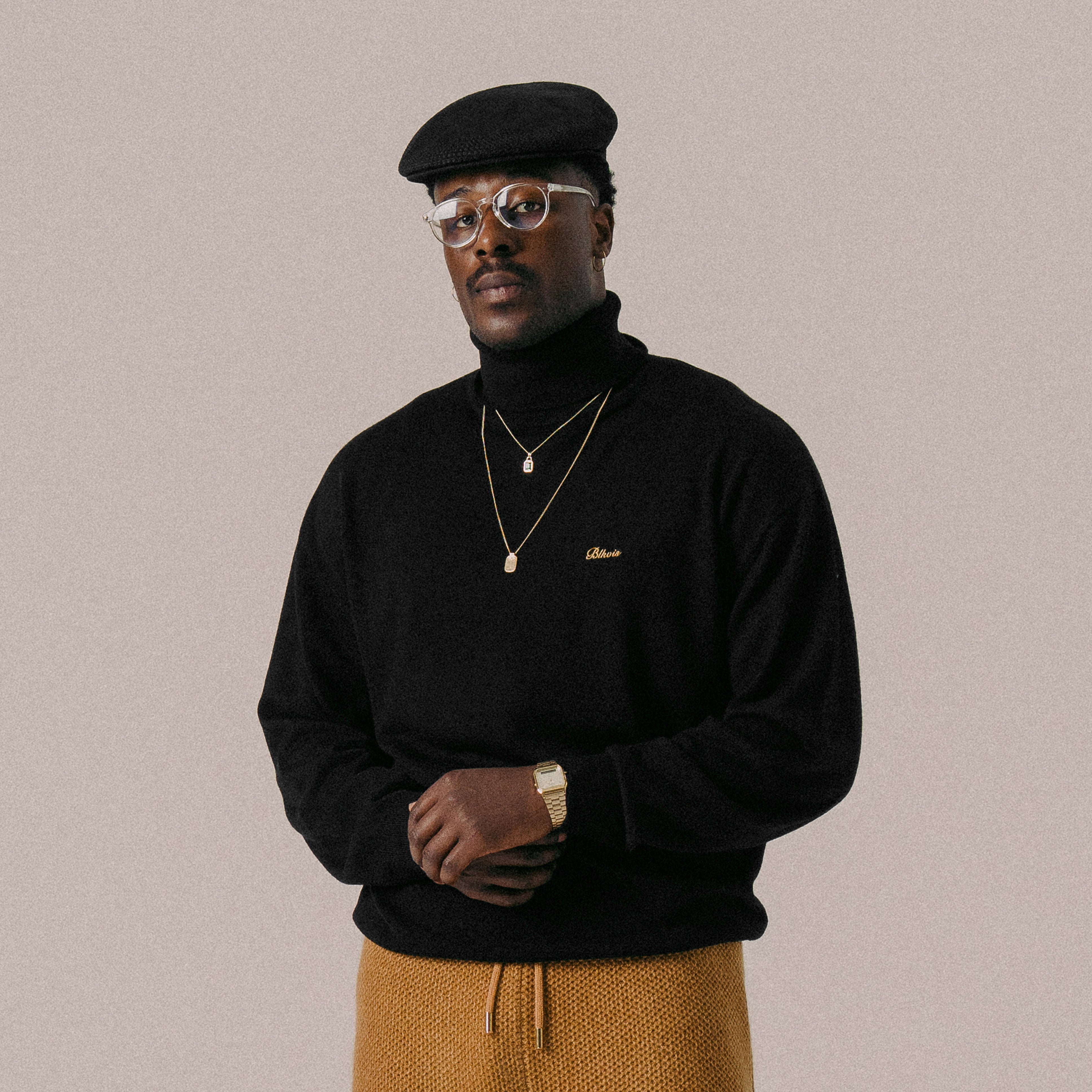 BLKVIS SCRIPT ROLLNECK SWEATER - BLACK