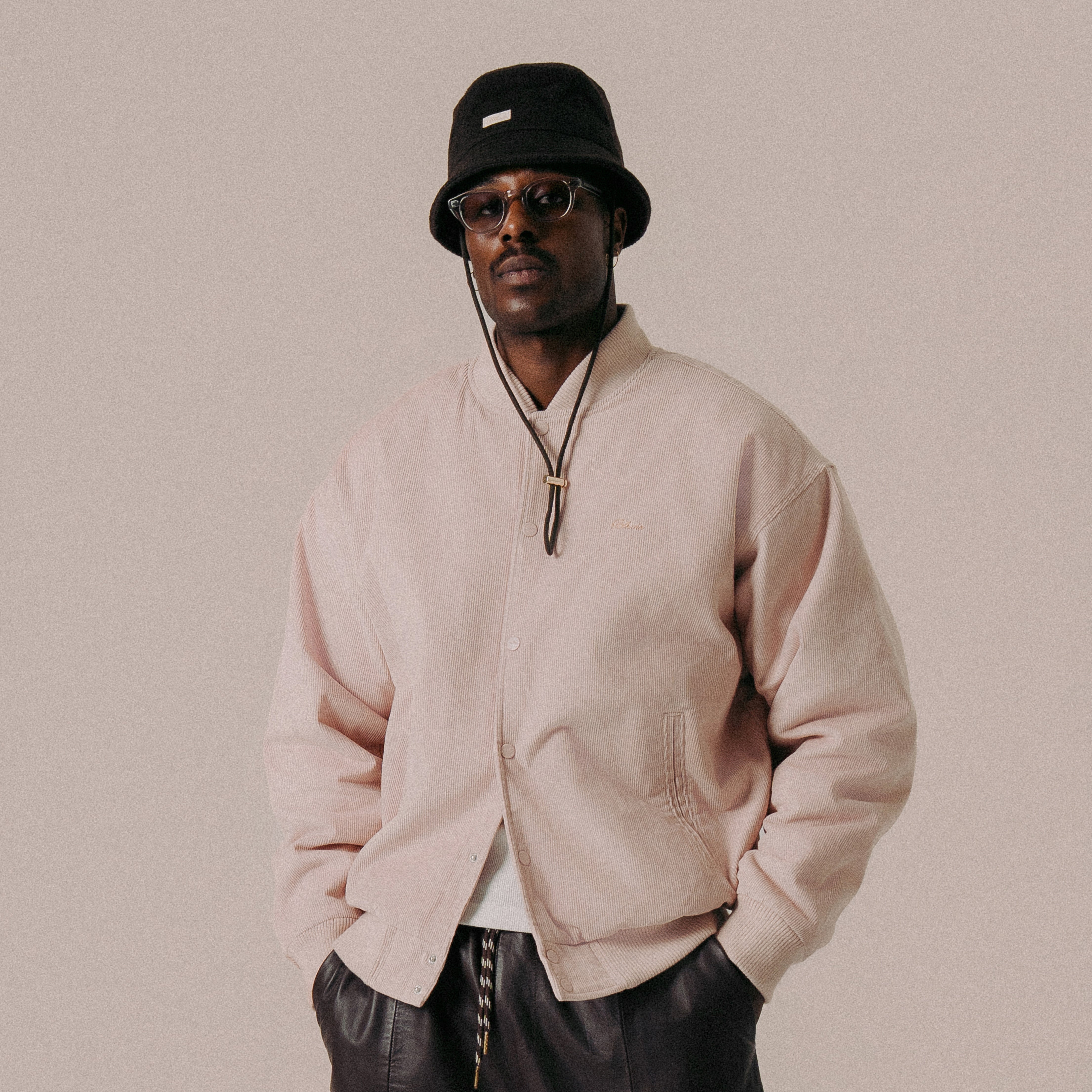 BLKVIS SCRIPT CORDUROY VARSITY JACKET - SEPIA ROSE