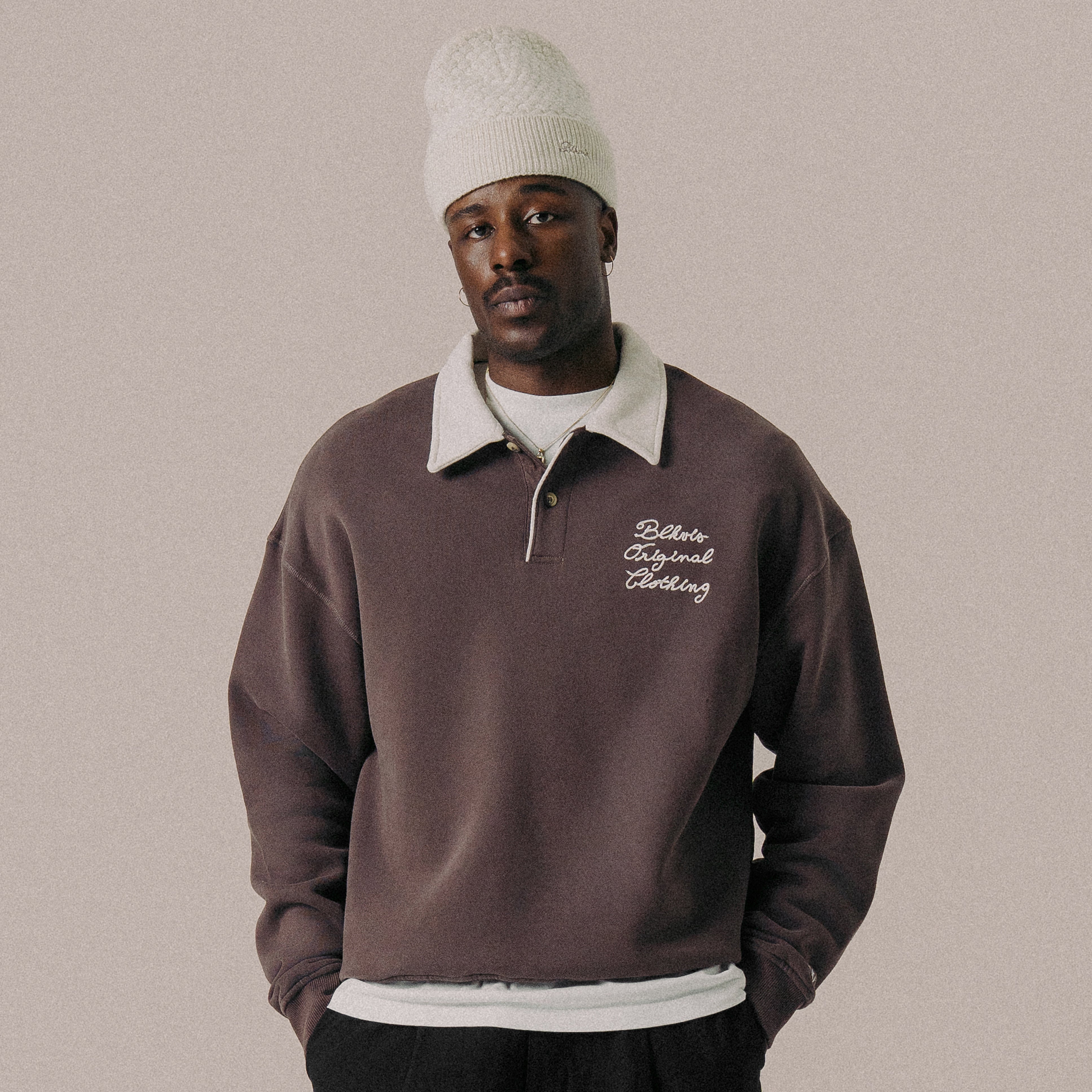 BLKVIS SOURCE POLO SWEATER - RAISIN