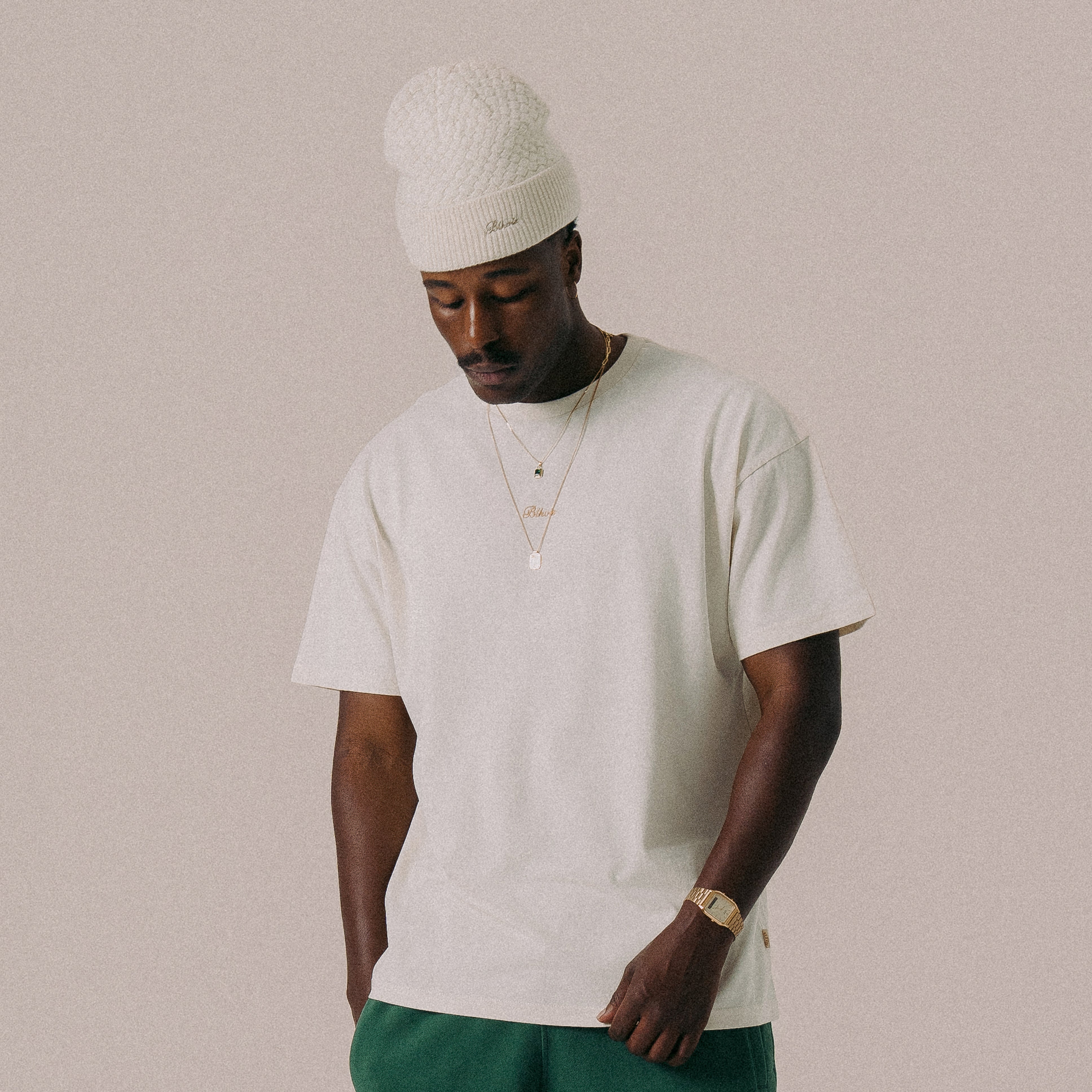 BLKVIS SCRIPT TEE - ANTIQUE WHITE