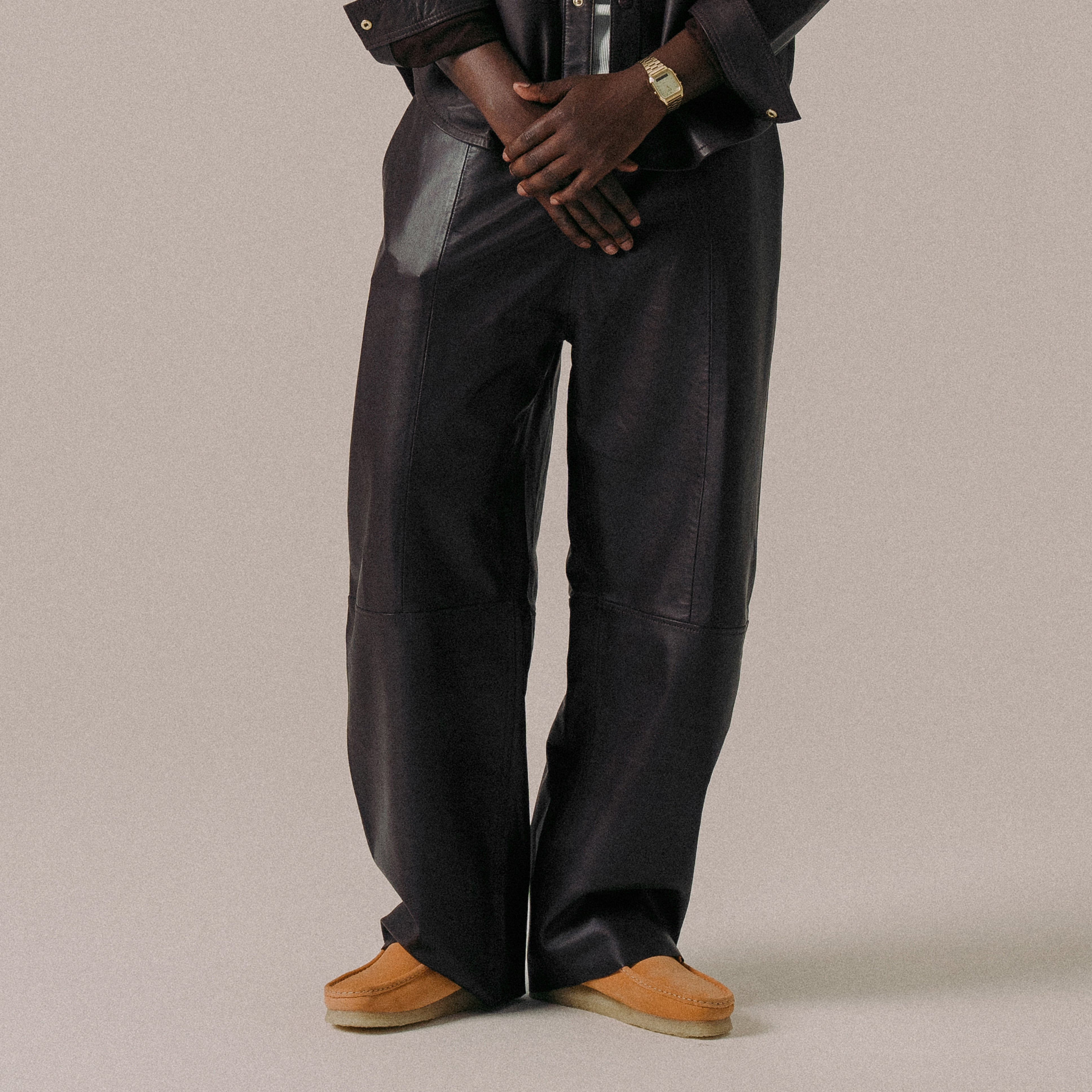 BLKVIS SCRIPT LEATHER PANTS - RAISIN
