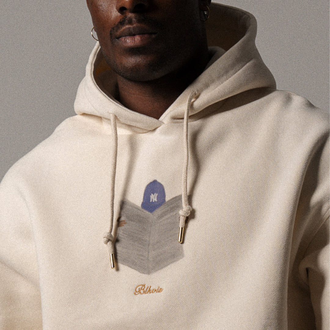 BLKVIS NEWSPAPER HOODY - WHITE