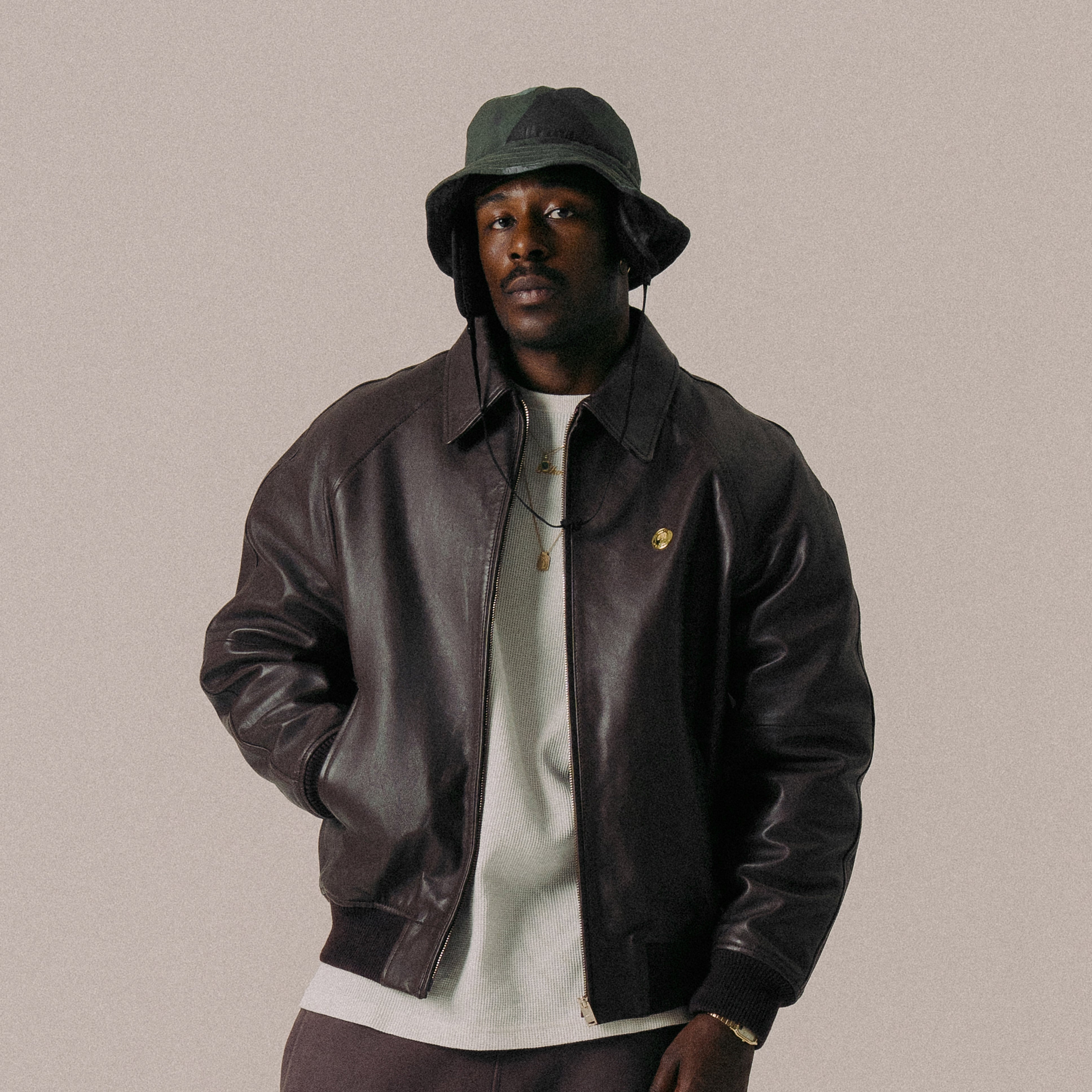 BLKVIS FULL LEATHER VARSITY JACKET - RAISIN