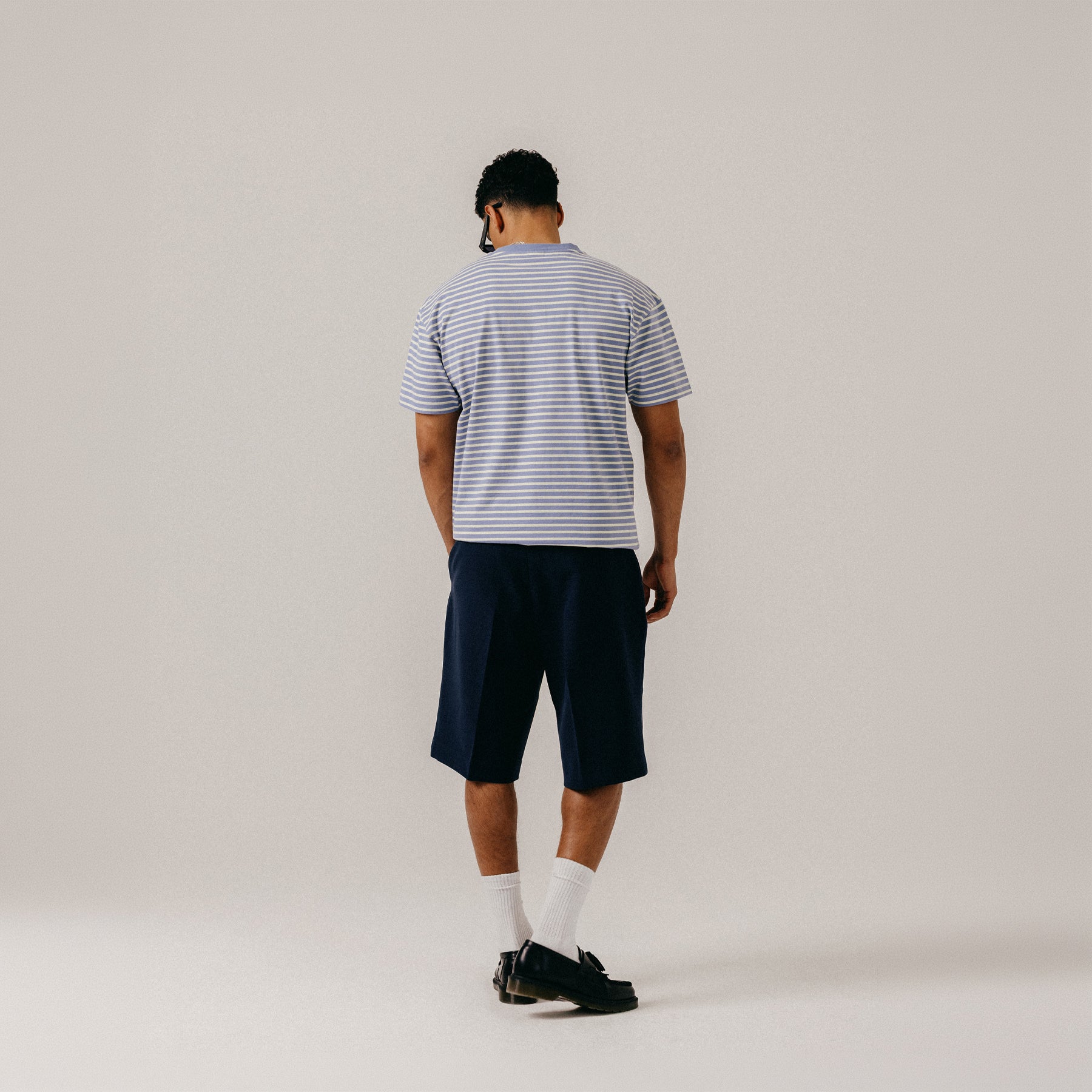 STRIPED TEE - STONE WASH BLUE