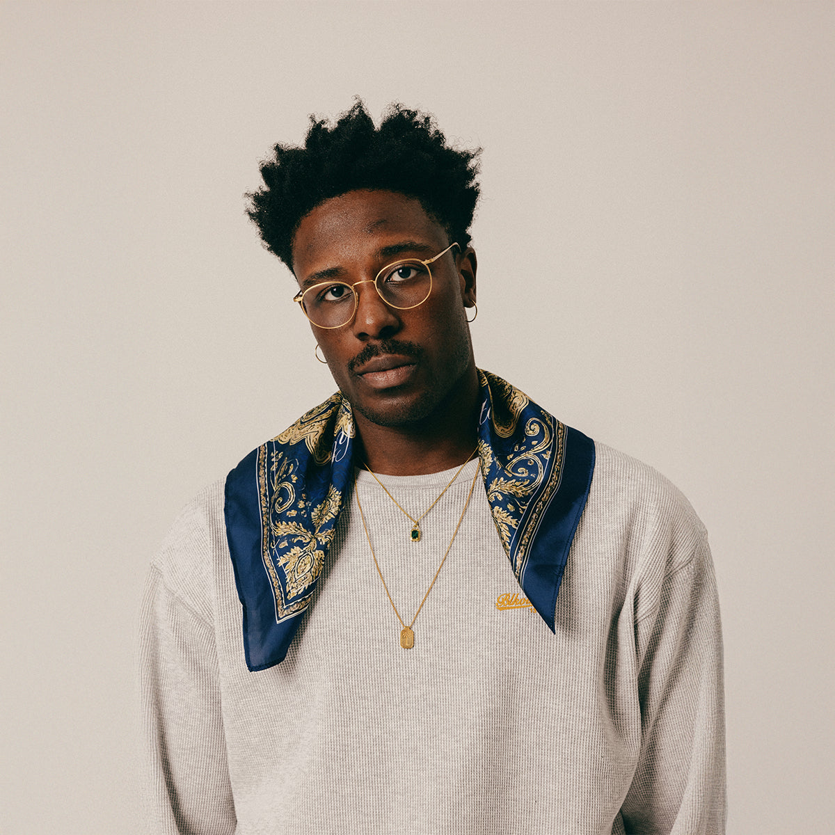 SCRIPT WAFFLE LONGSLEEVE - LIGHT GREY HEATHER