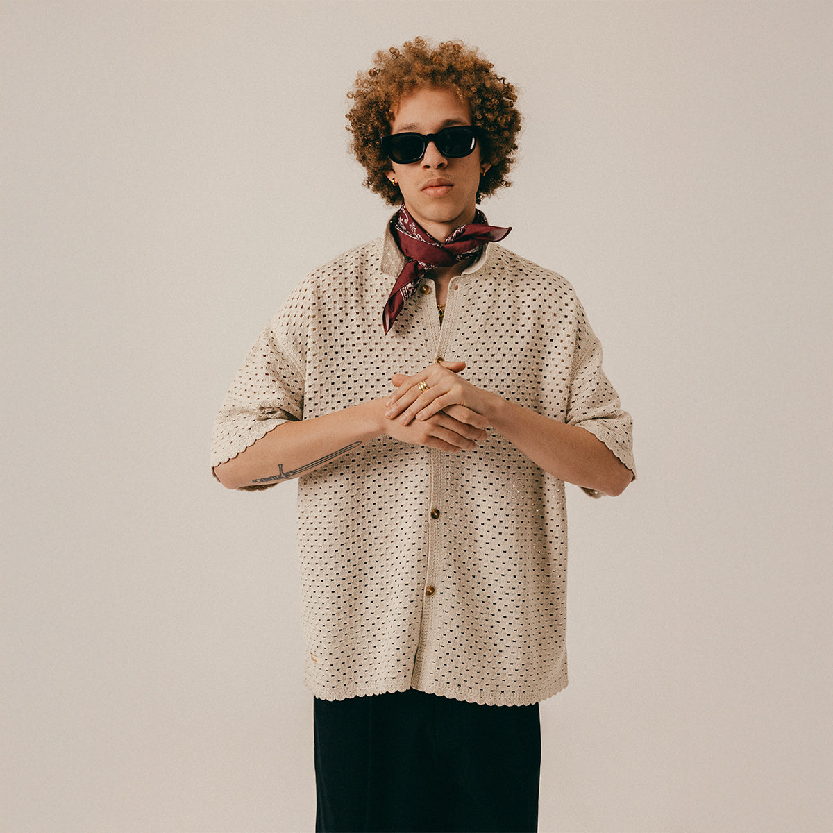 CROCHET SHIRT - WHITECAP GRAY