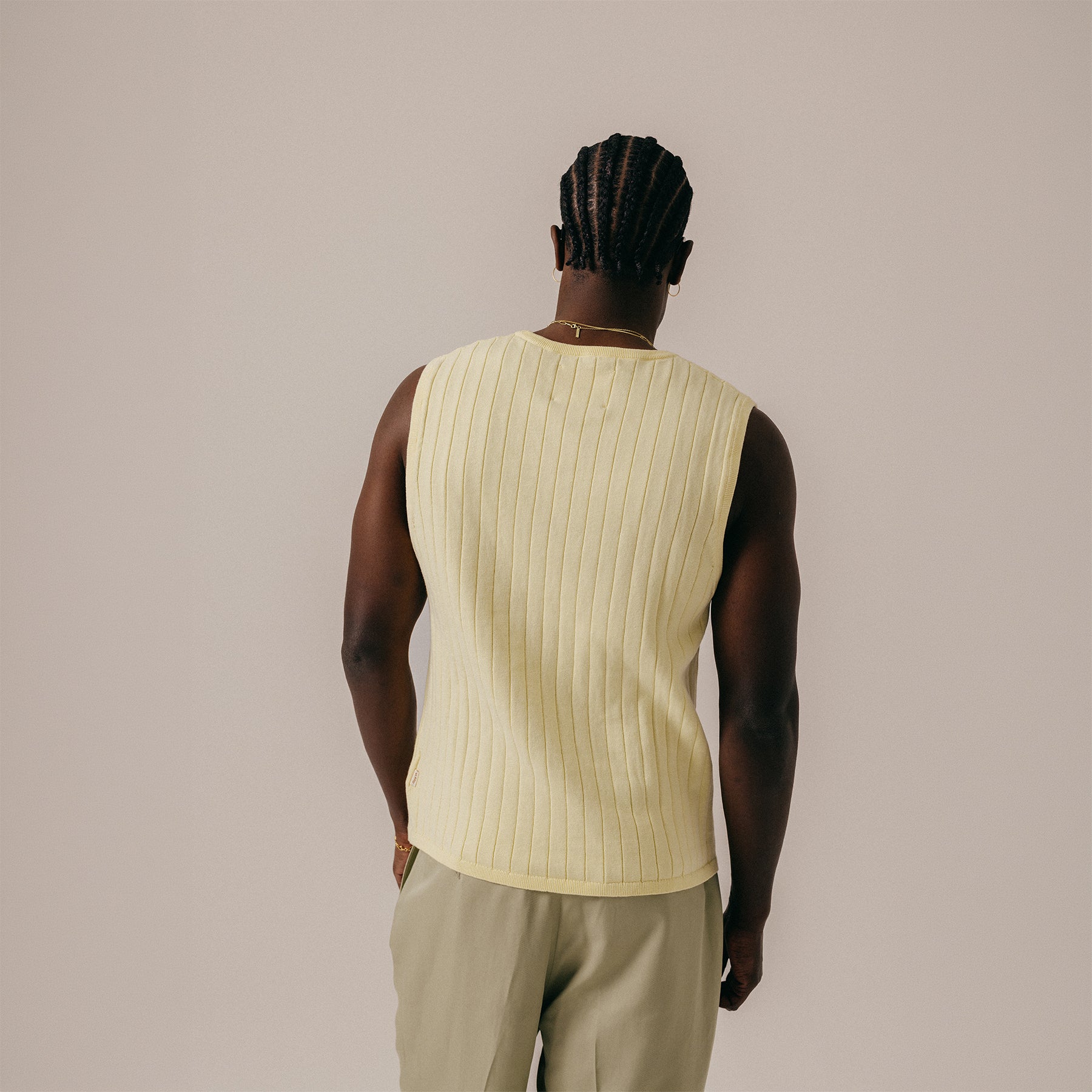 RIB KNITTED SLEEVELESS - FLAN