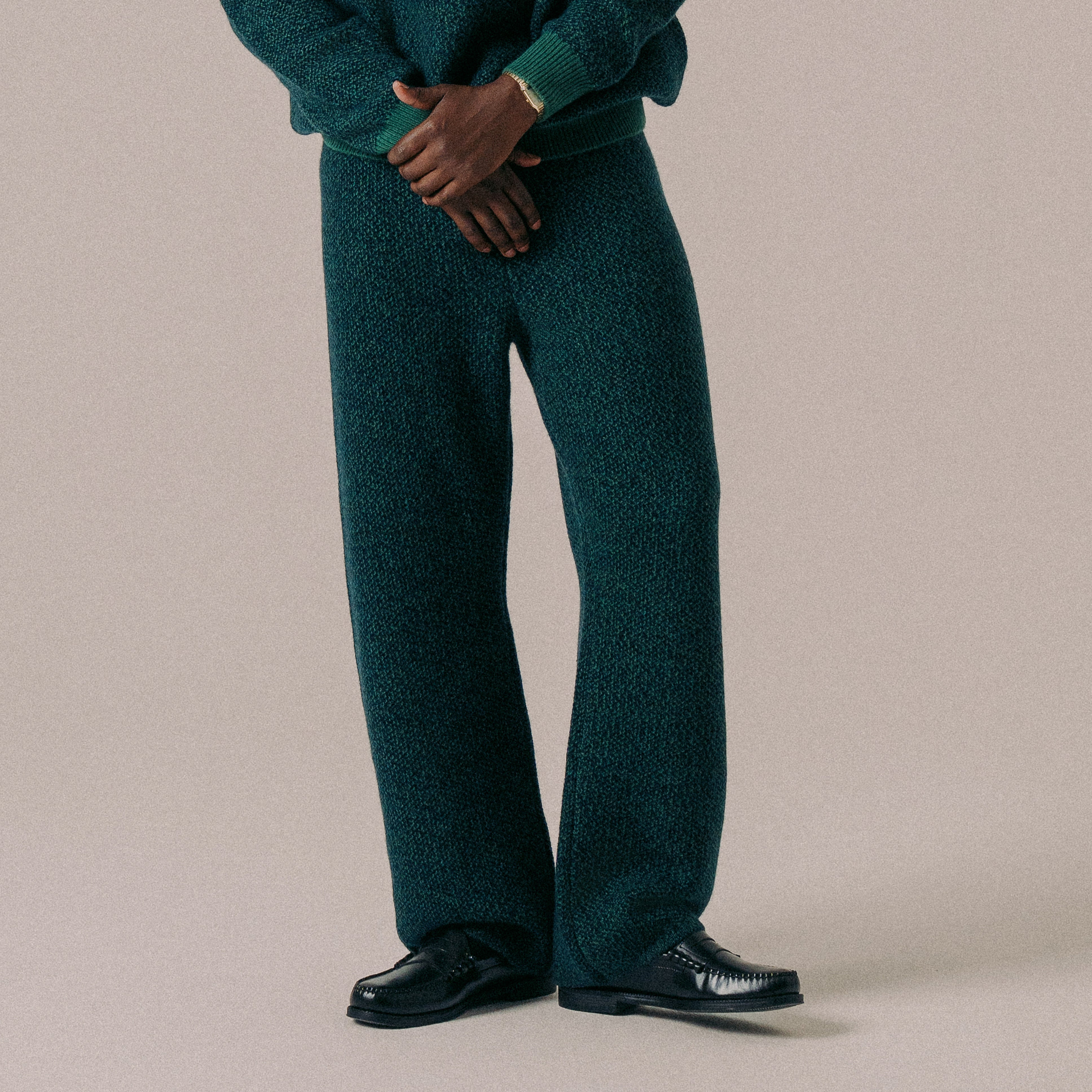 BLKVIS 2TONE STRUCTURE KNIT PANTS - HUNTER GREEN